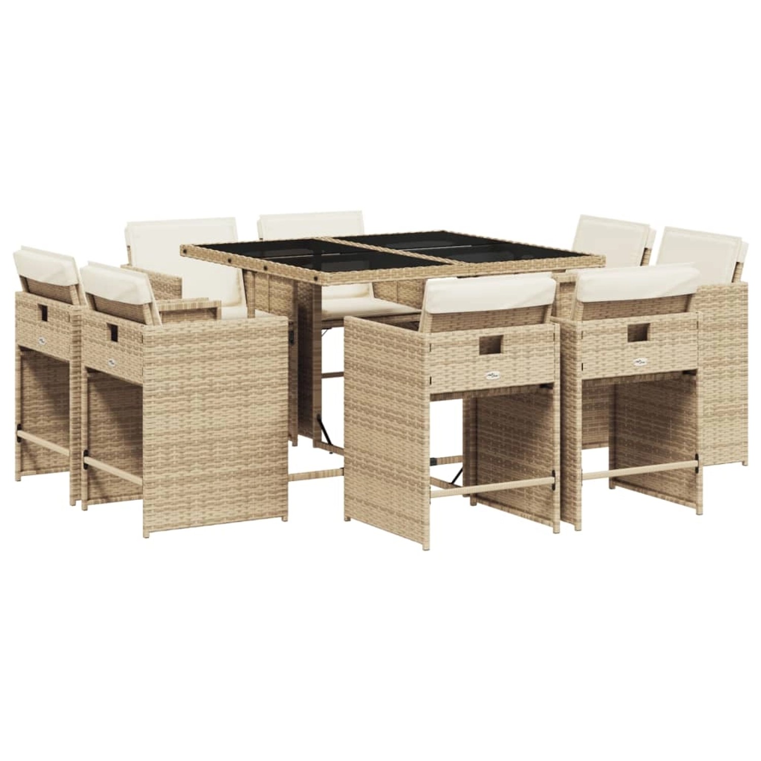 vidaXL 9-tlg Garten-Essgruppe mit Kissen Beige Poly Rattan Modell 15 günstig online kaufen