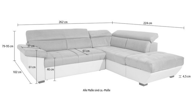 COTTA Ecksofa "Speedway L-Form", mit Kopfteilverstellung, wahlweise mit Bet günstig online kaufen