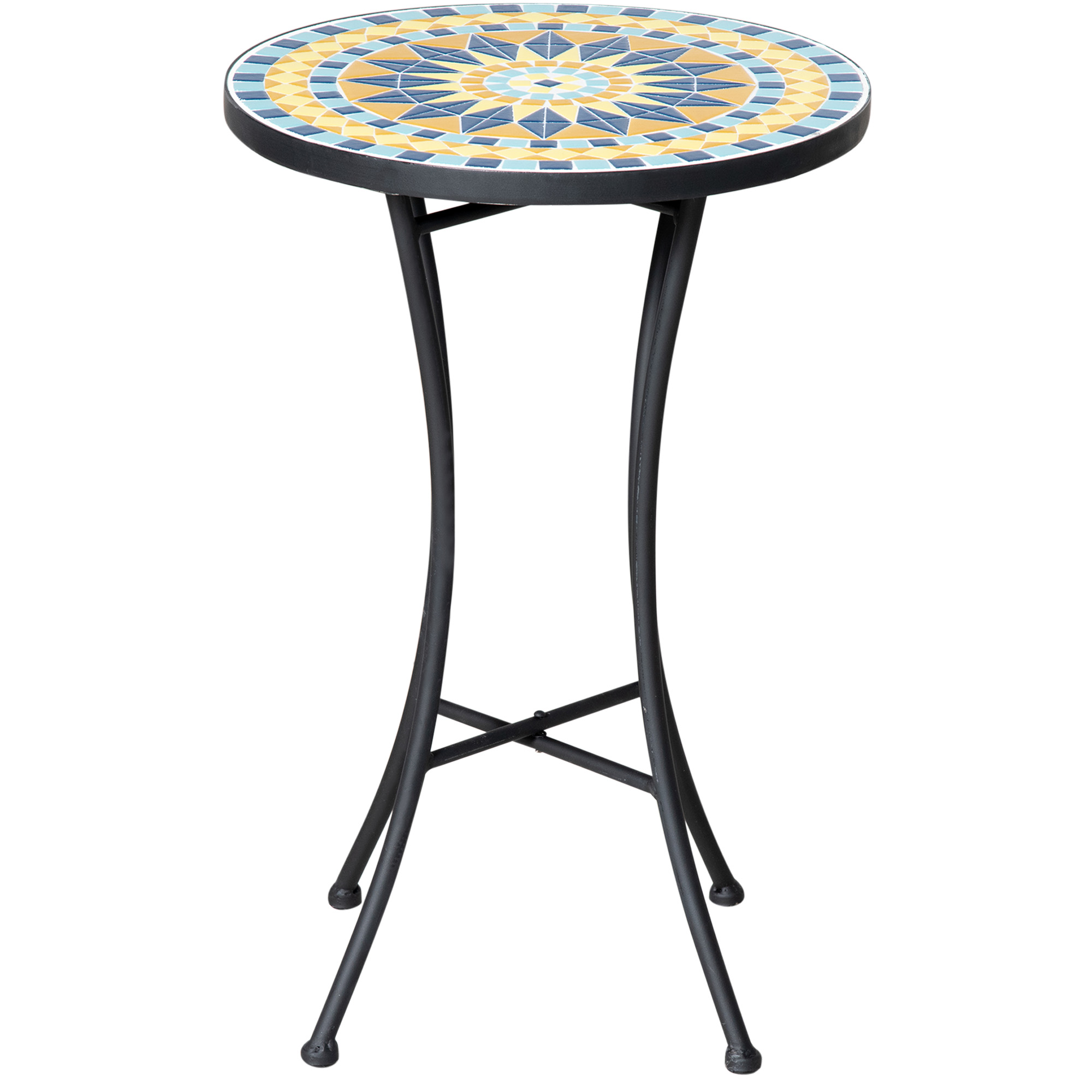 Outsunny Gartentisch aus Metall mit Mosaik-Keramik-Tischfläche, Ф35,5x53,5 günstig online kaufen