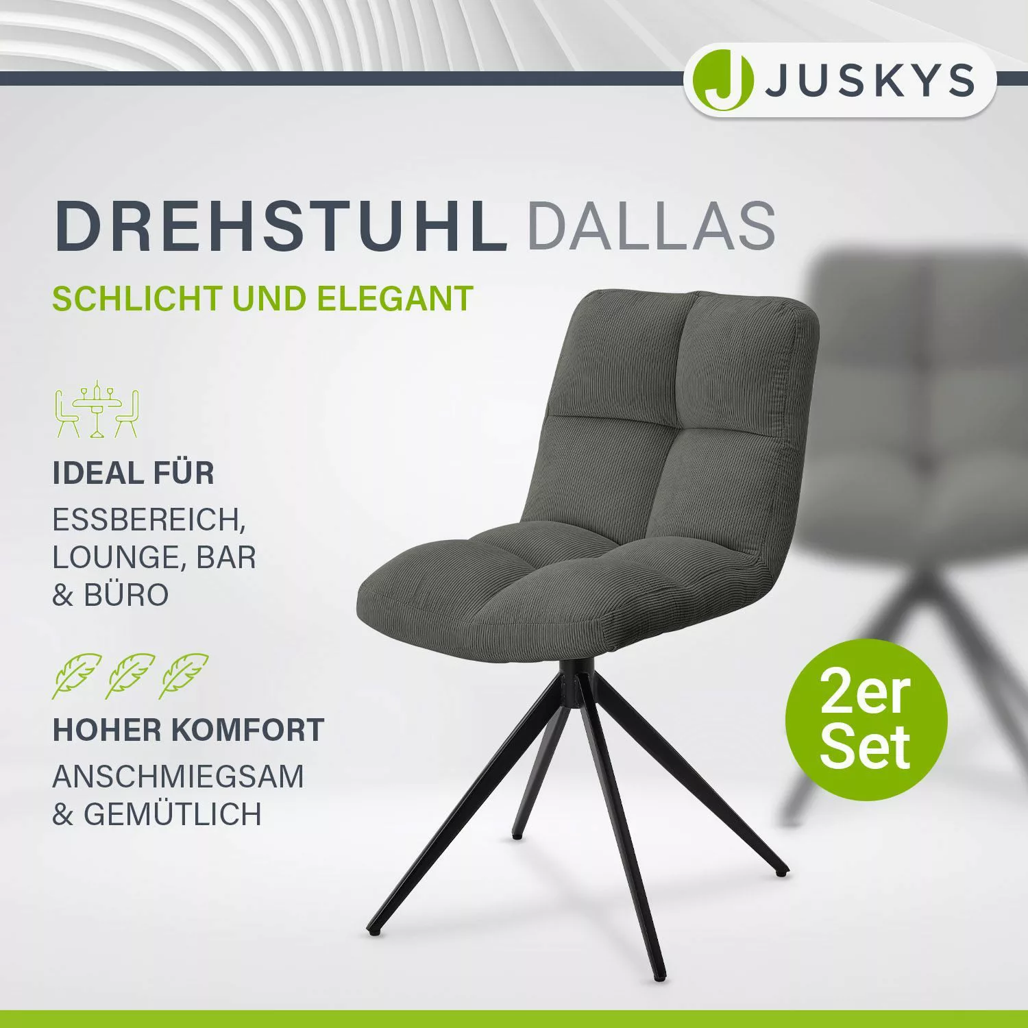 Juskys Esszimmerstuhl Dallas (2 St), 2er günstig online kaufen