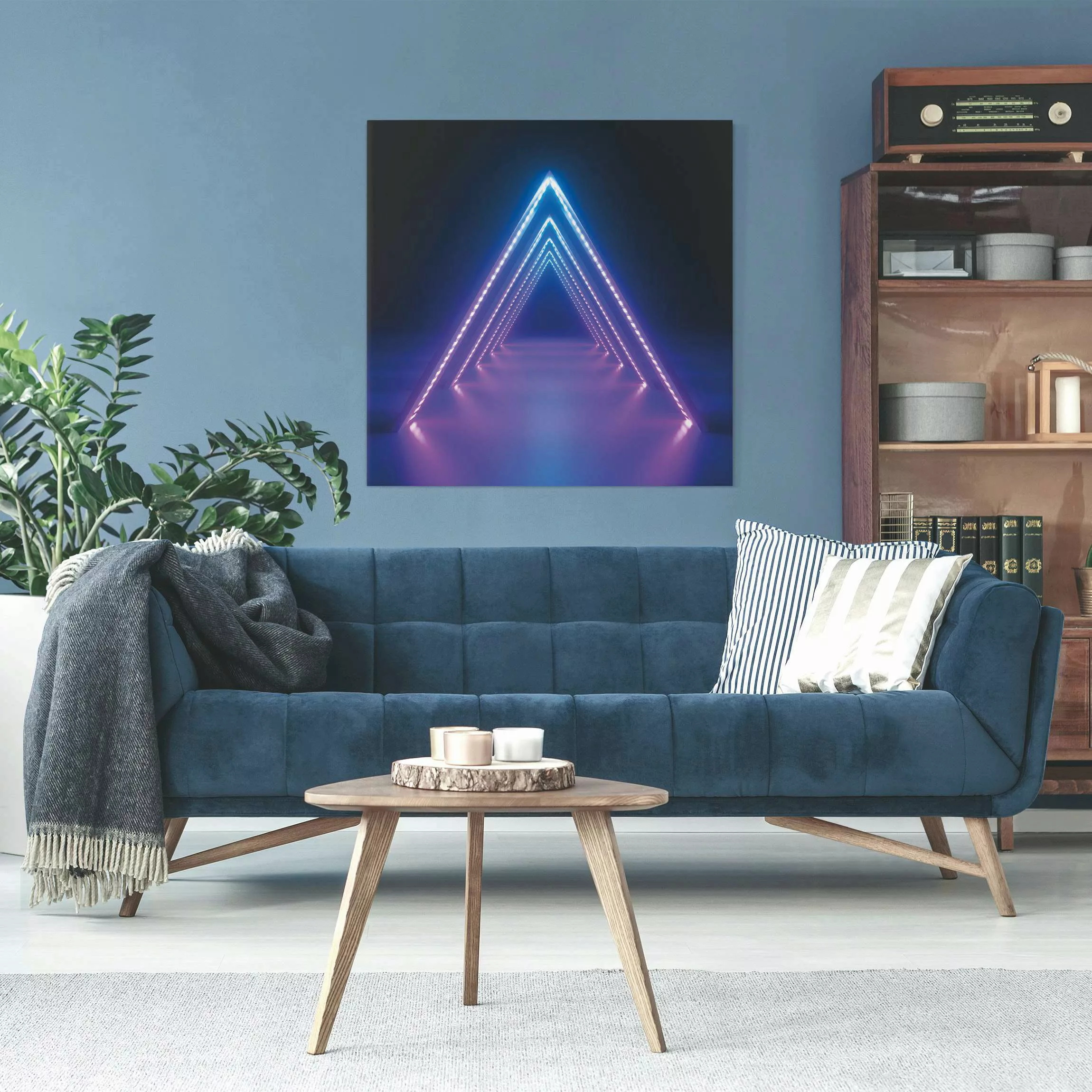Leinwandbild Neon Dreieck günstig online kaufen