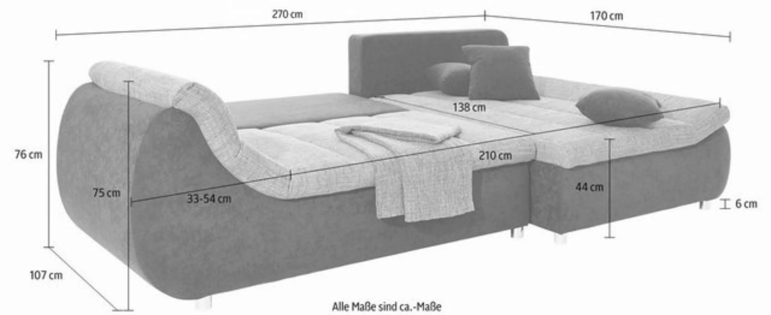 INOSIGN Ecksofa Imola L-Form, wahlweise mit Bettfunktion günstig online kaufen