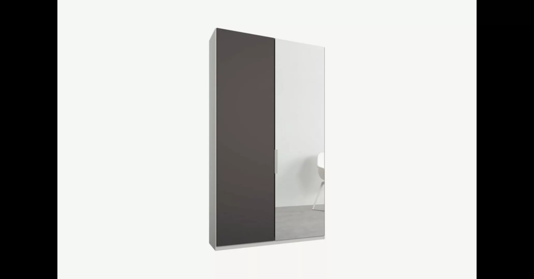 Caren Kleiderschrank mit 2 Tueren (100 cm), Premium in Weiss, Grafitgrau mi günstig online kaufen