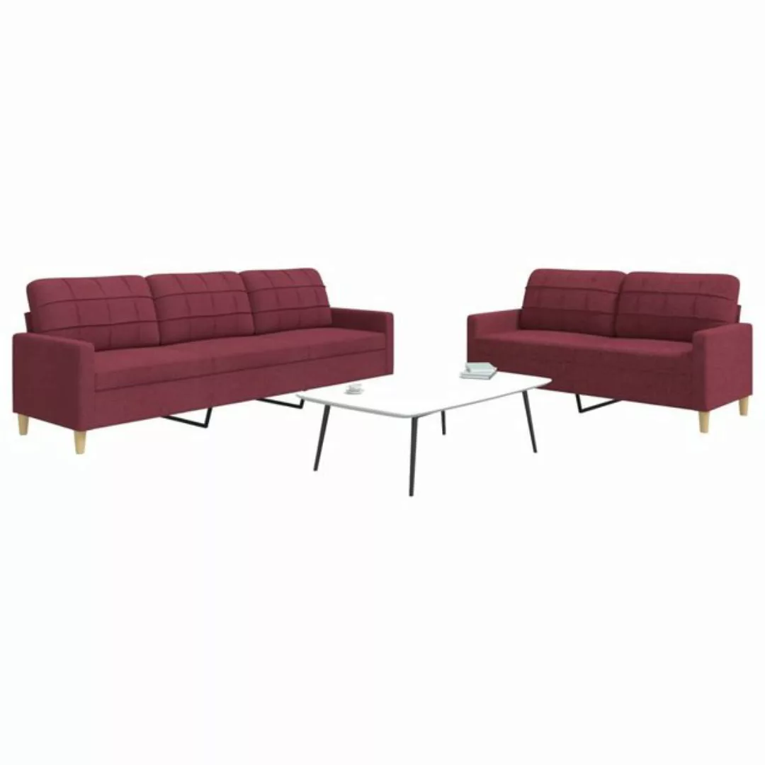 vidaXL 2-Tlg Sofagarnitur Weinrot Stoff 2149640 günstig online kaufen