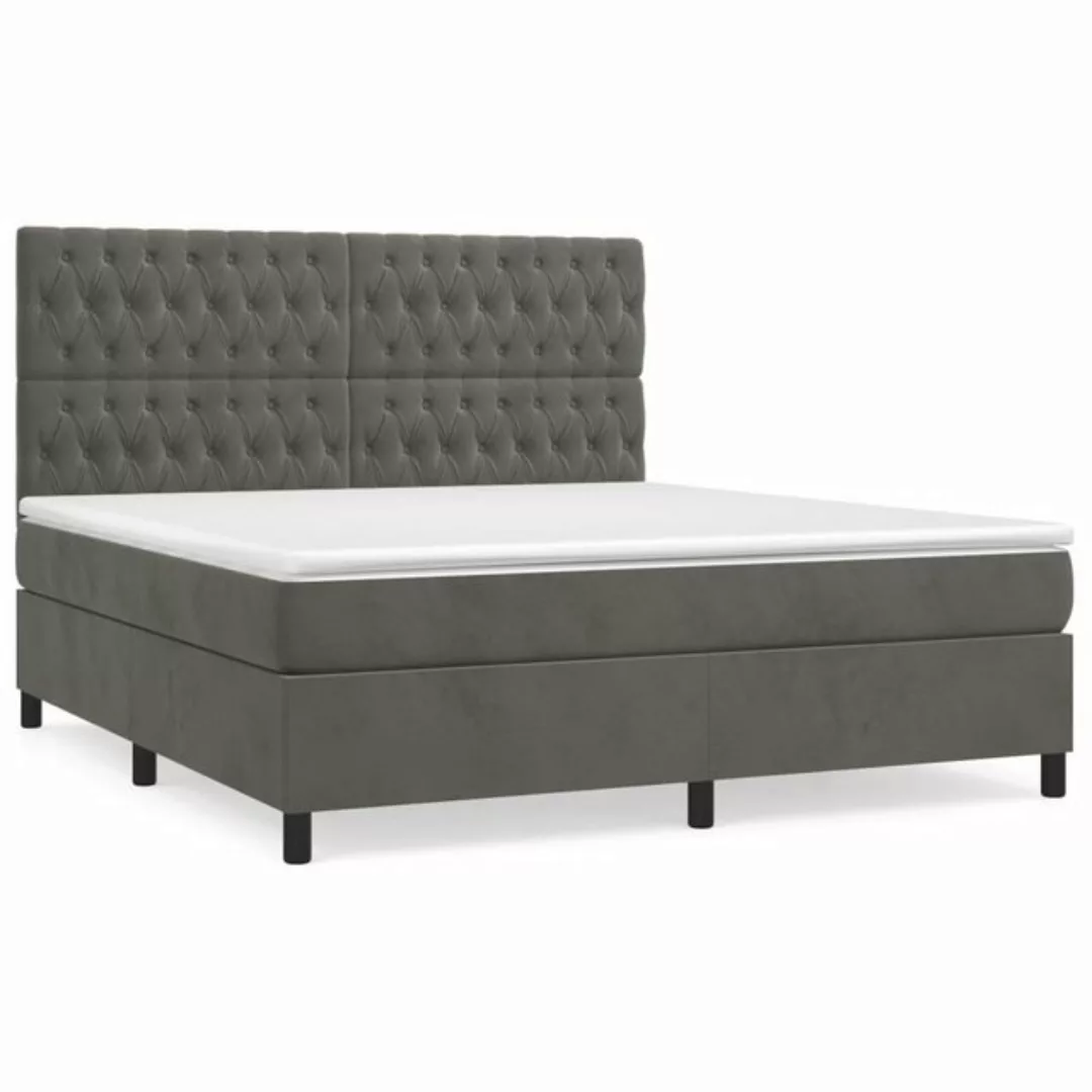 furnicato Bett Boxspringbett mit Matratze Dunkelgrau 180x200 cm Samt (1-tlg günstig online kaufen