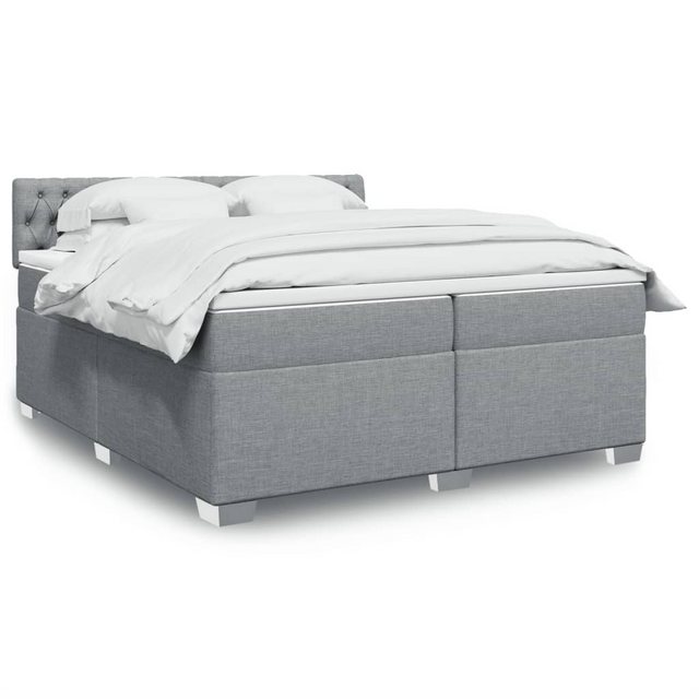 vidaXL Boxspringbett, Boxspringbett mit Matratze Hellgrau 200x200 cm Stoff günstig online kaufen