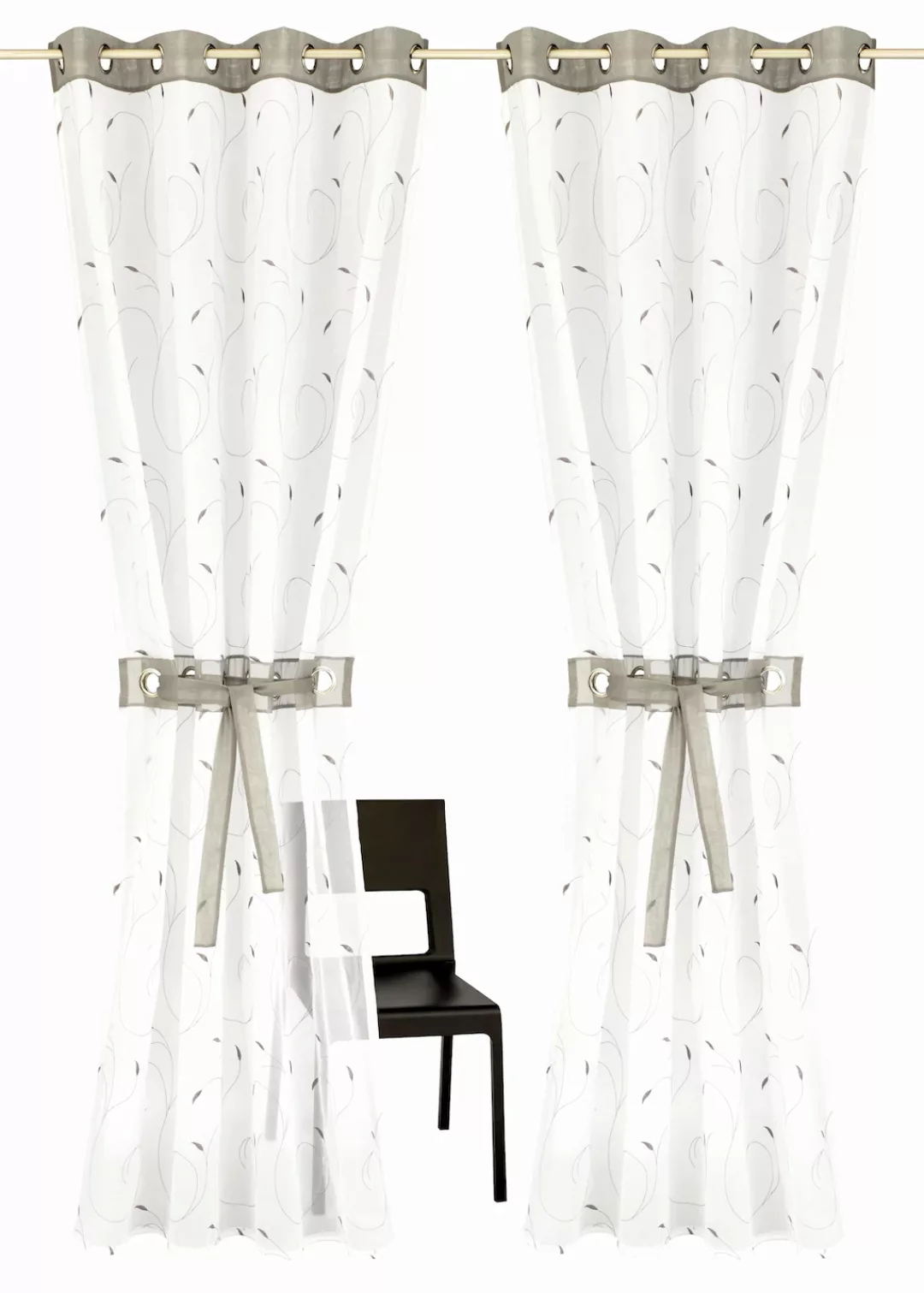 Home affaire Gardine »Jaca«, (2 St.), transparent, 2-er Set, bestickt, Voil günstig online kaufen