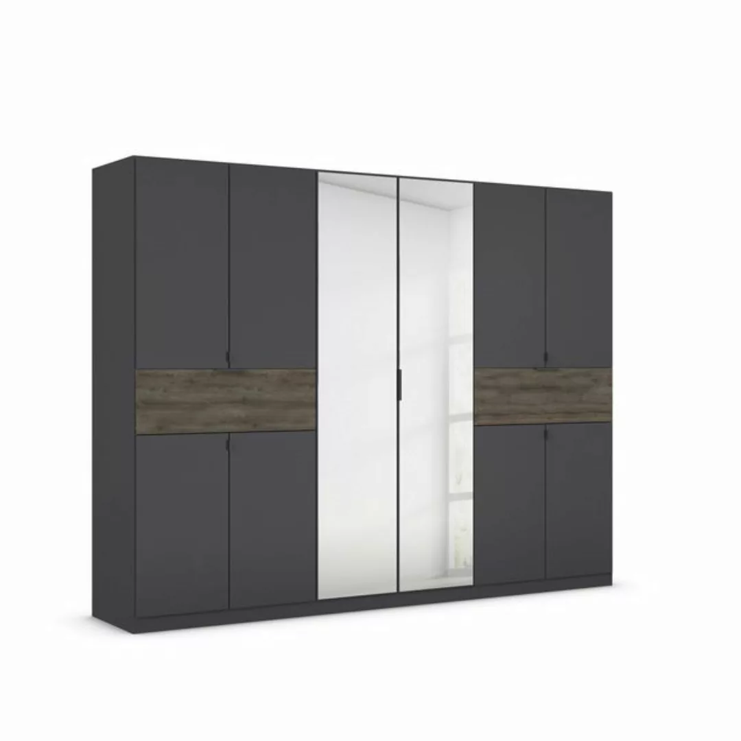 freiraum Drehtürenschrank Ticao grau metallic / Eiche dunkel Dekor / Spiege günstig online kaufen