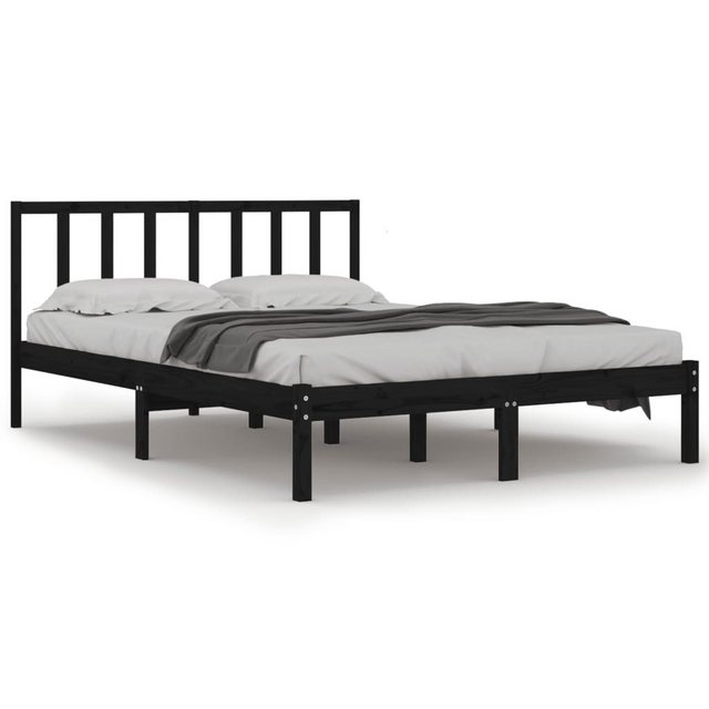 vidaXL Bettgestell Massivholzbett Schwarz Kiefer 150x200 cm 5FT King Size B günstig online kaufen