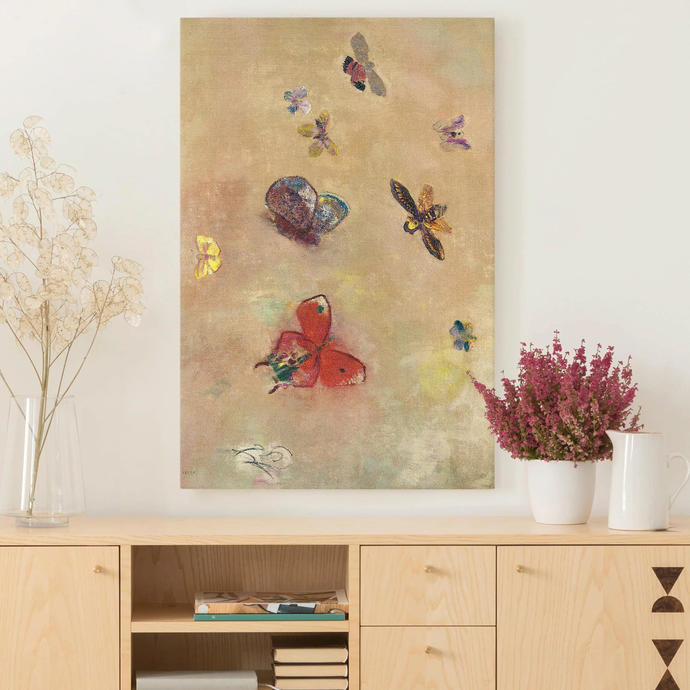 Leinwandbild Tiere - Hochformat Odilon Redon - Bunte Schmetterlinge günstig online kaufen
