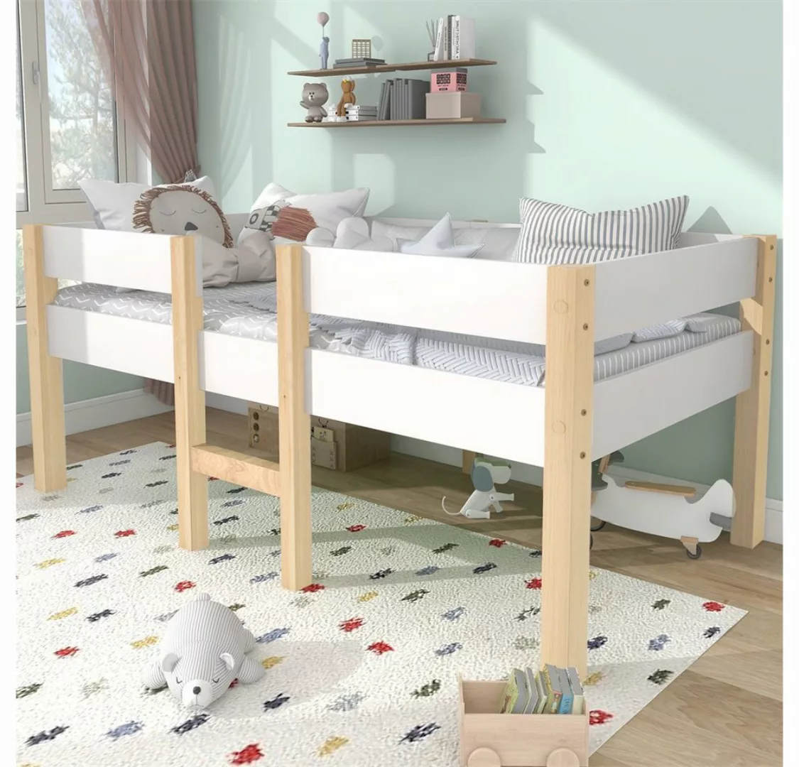 XDeer Kinderbett Jugendbett Rausfallschutz Kiefer Vollholz 90x200 cm Weiß E günstig online kaufen