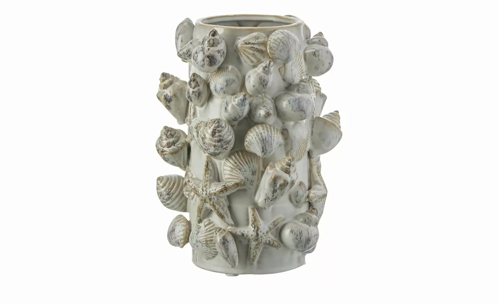 HOME STORY Vase 3D Muschel   ¦ creme ¦ Steinzeug ¦ Maße (cm): H: 28,5  Ø: 2 günstig online kaufen