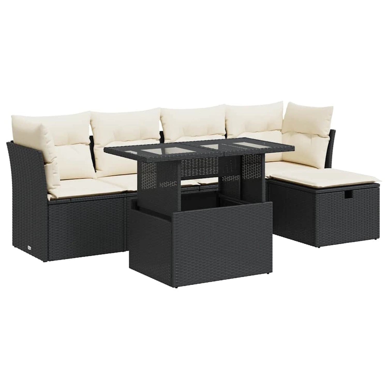 vidaXL 6-Tlg Garten-Sofagarnitur mit Kissen Schwarz Poly Rattan 3327766 günstig online kaufen