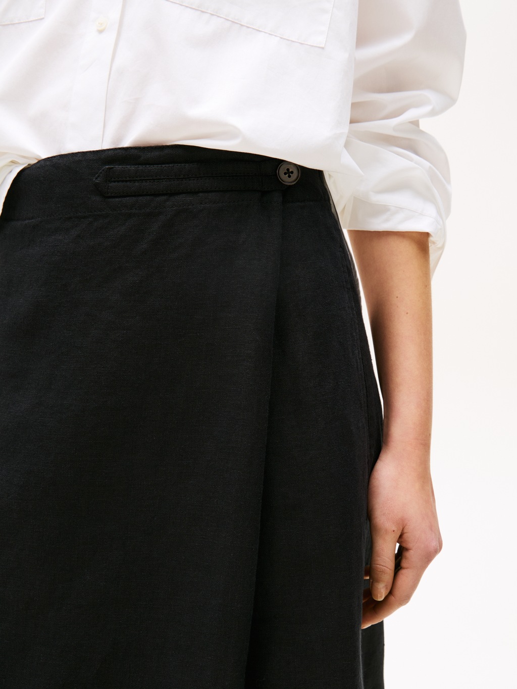 Tommy Hilfiger Wickelrock "ESS LINEN KNEE WRAP SKIRT", mit Leinen günstig online kaufen