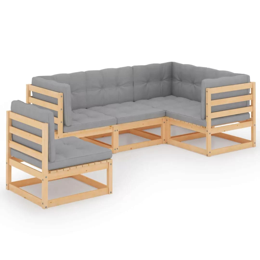 5-tlg. Garten-lounge-set Mit Kissen Kiefer Massivholz günstig online kaufen