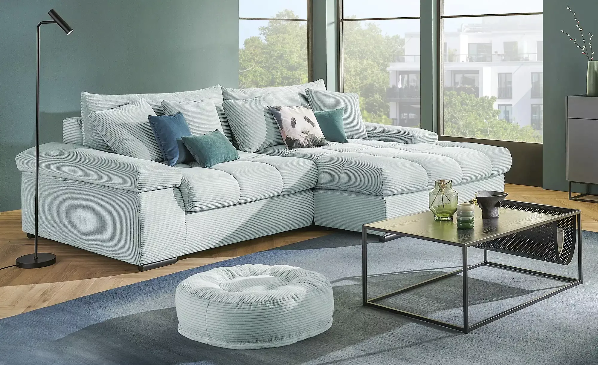 bobb Ecksofa mit trendigem Cordbezug Hella ¦ grau ¦ Maße (cm): B: 303 H: 96 günstig online kaufen