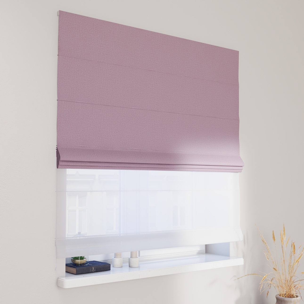Dekoria Doppelraffrollo Duo, violett, 120 x 170 cm günstig online kaufen