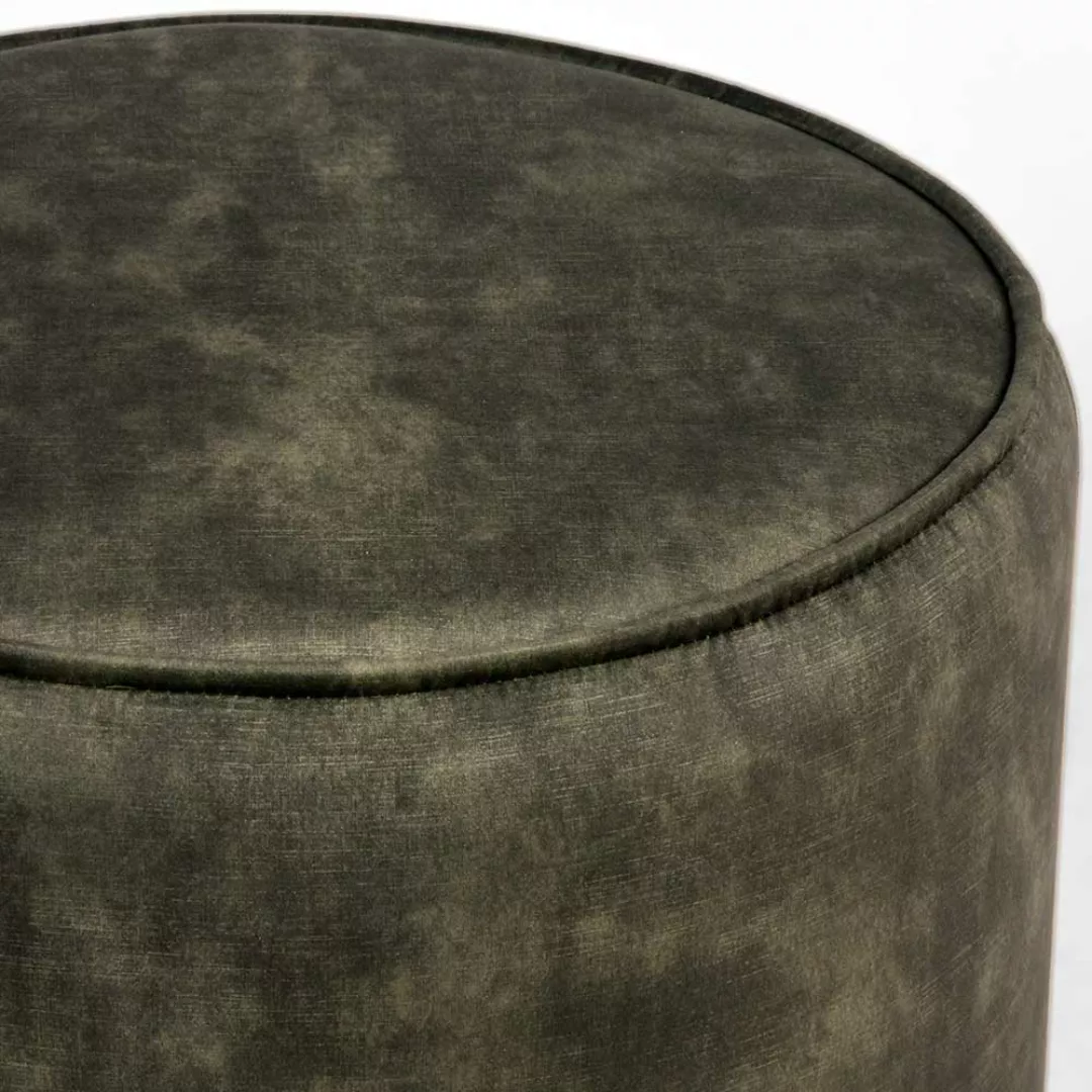 Runder Sitzpouf in Dunkelgrün Vintage Velours Bezug günstig online kaufen