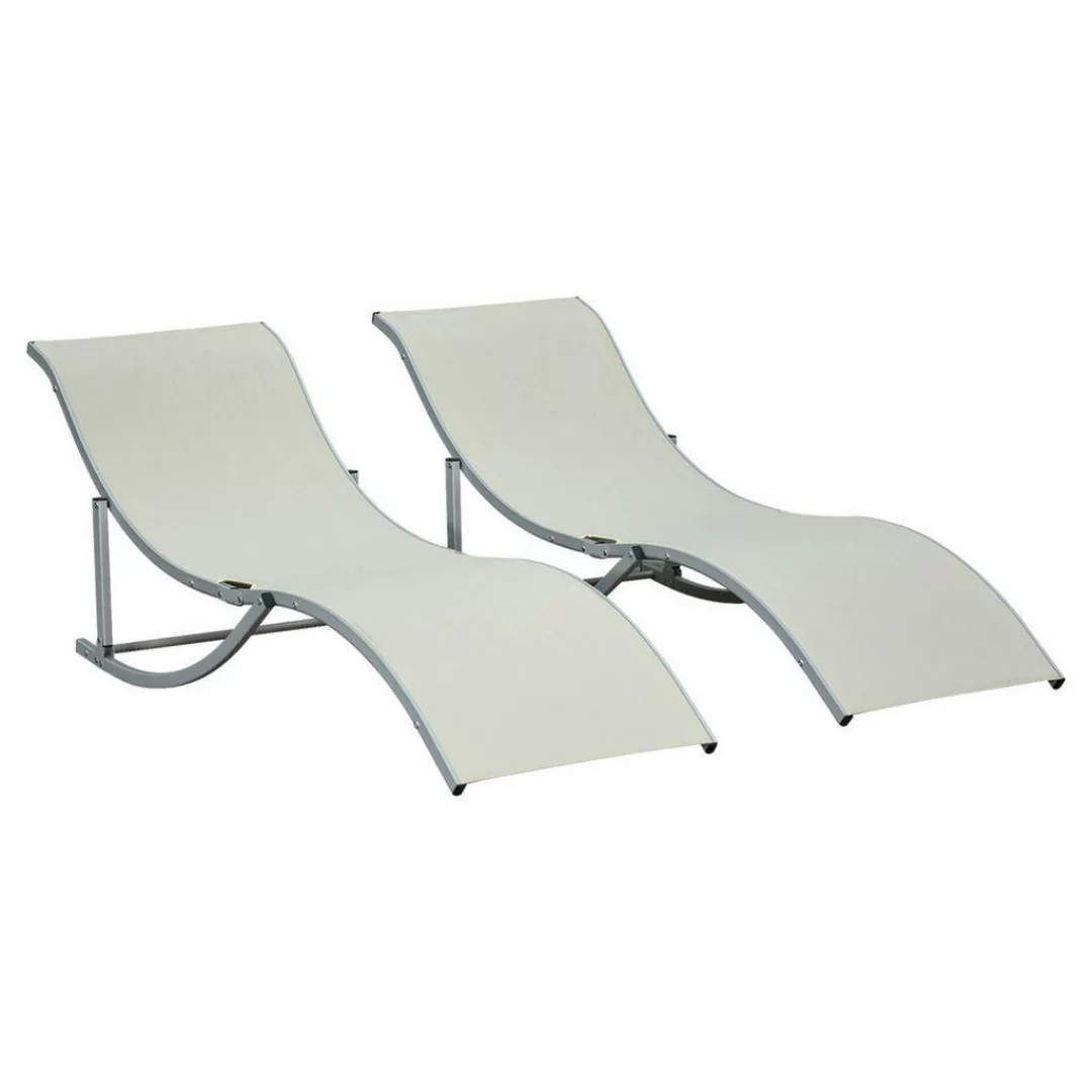 Outsunny Gartenliegen 2er Set beige Aluminium B/H/L: ca. 61x63x165 cm günstig online kaufen