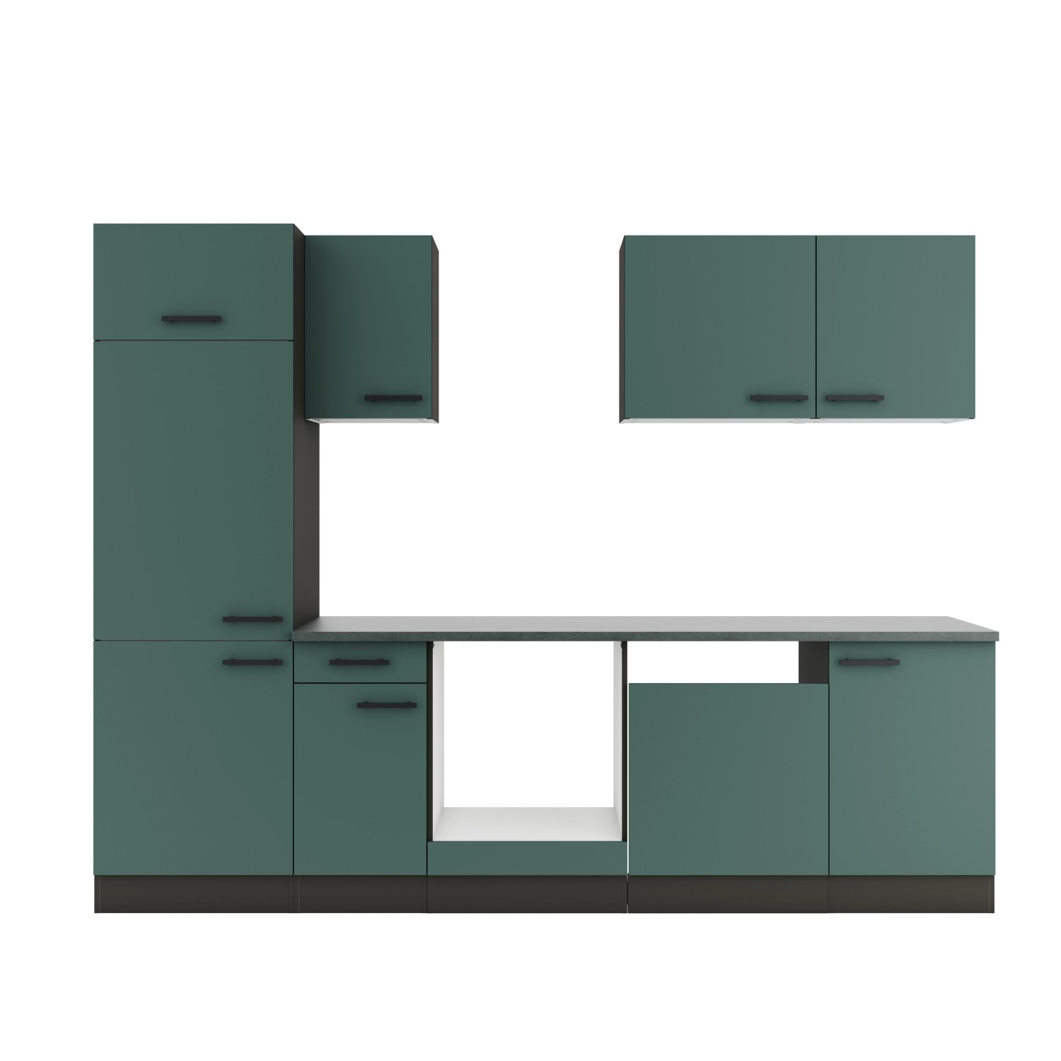 OPTIFIT Verona405 Küchenzeile 270 cm ohne E-Geräte Steingrün günstig online kaufen