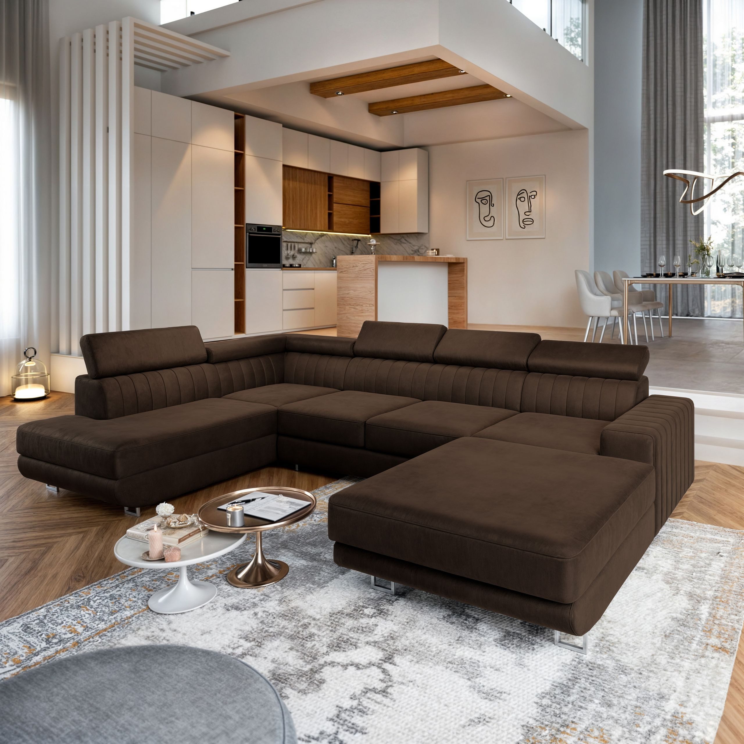 Masseno Ecksofa SIENA mit Schlaffunktion U-Form, günstig online kaufen