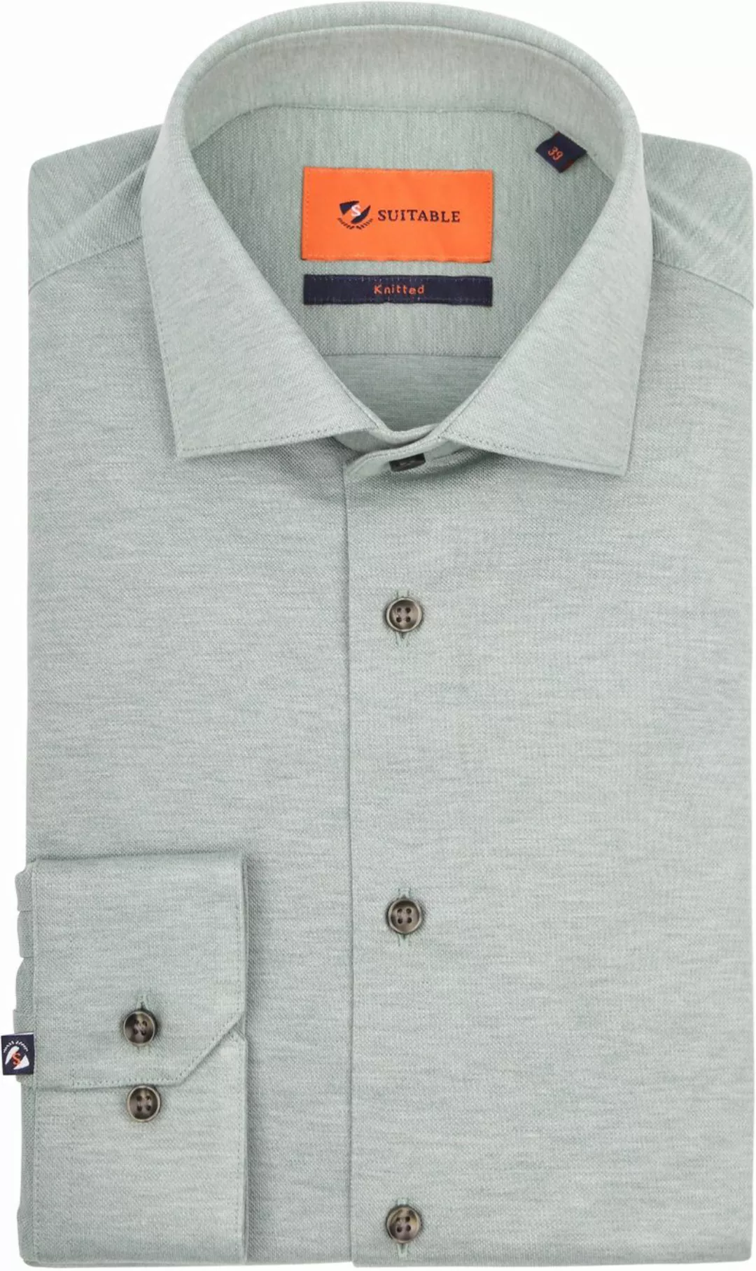 Suitable Hemd Knitted Pique Hellgrün - Größe 42 günstig online kaufen