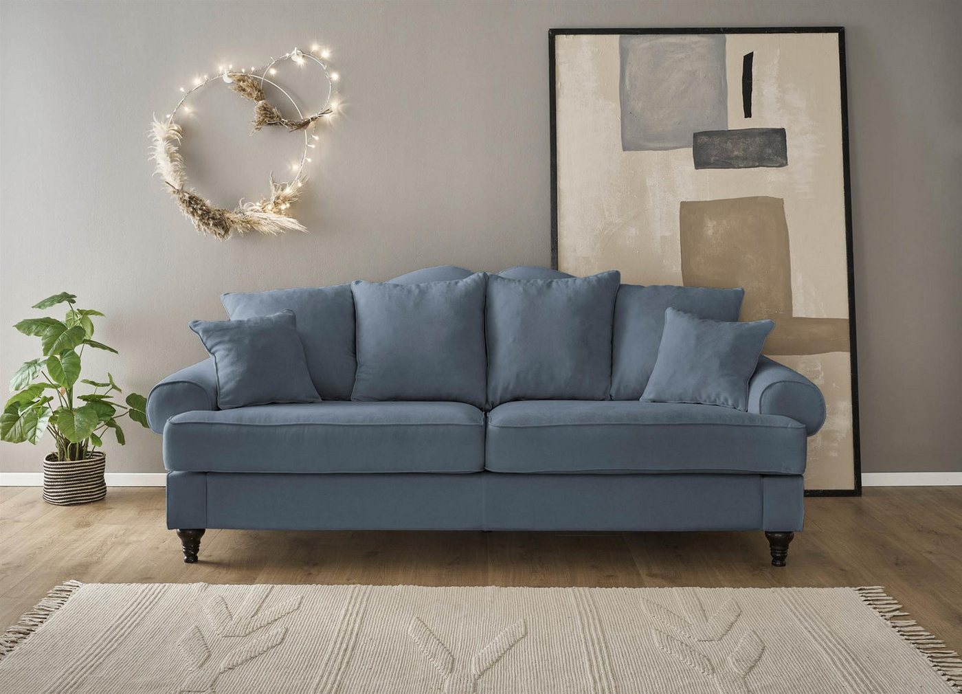 Design-Wohngalerie Sofa Couch Carmen 3,5 Sitzer - Mikrofaserstoff Marinebla günstig online kaufen