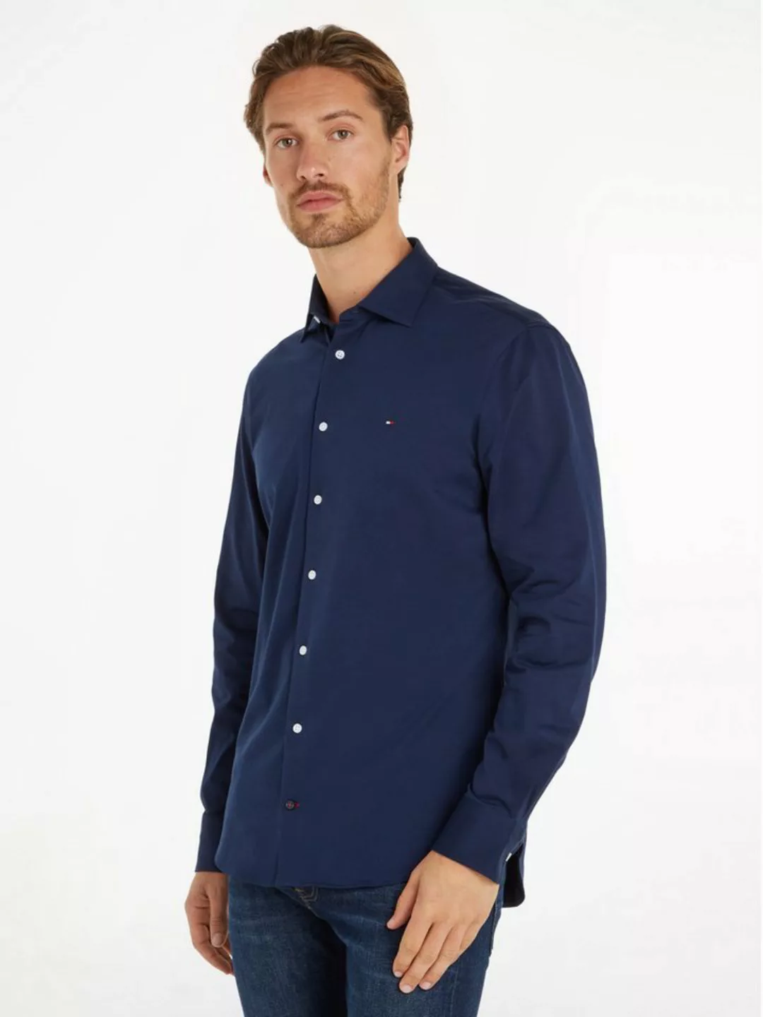 Tommy Hilfiger Businesshemd CL KNITTED SOLID RF SHIRT mit Kentkragen günstig online kaufen