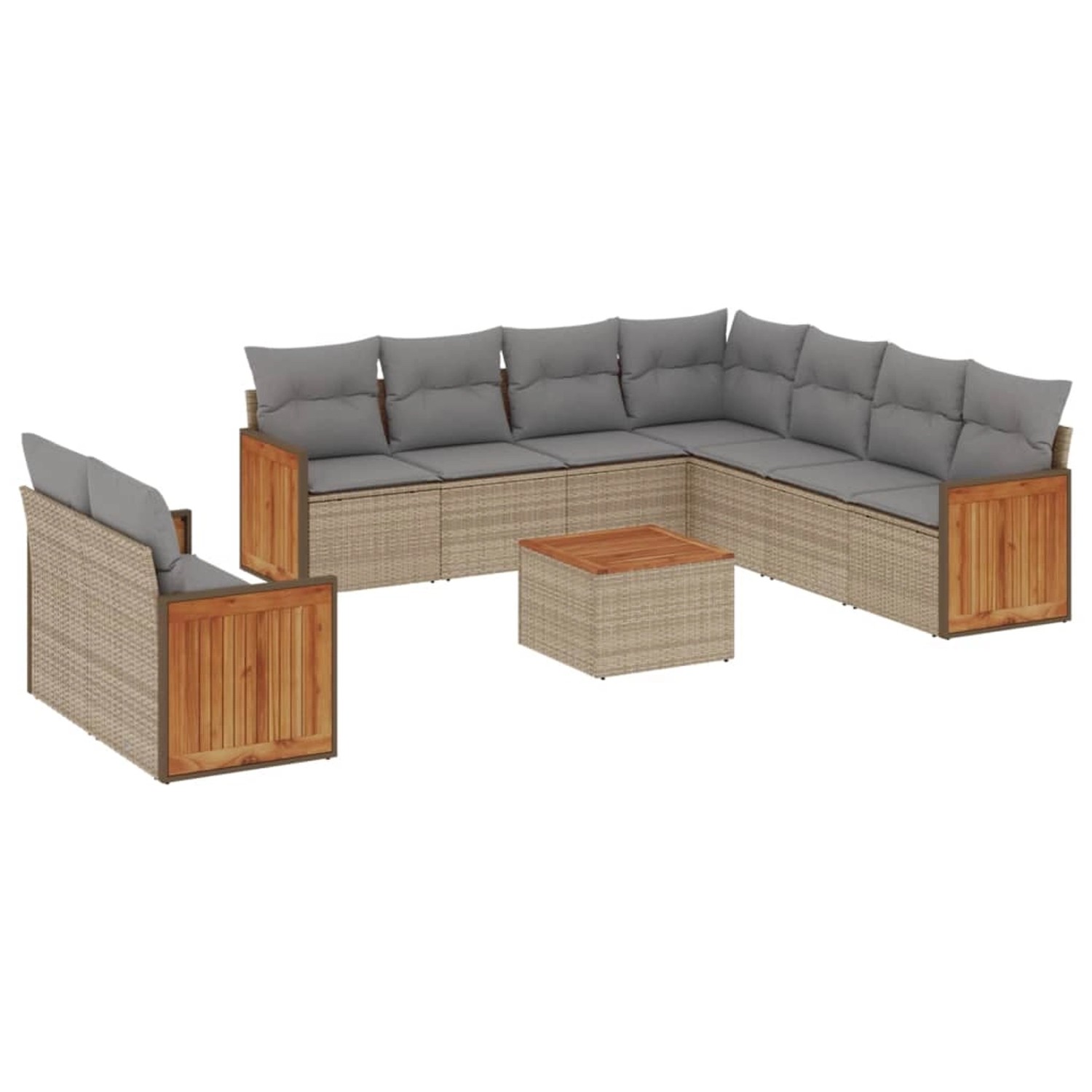vidaXL 10-Tlg Garten-Sofagarnitur mit Kissen Beige Poly Rattan 3227788 günstig online kaufen