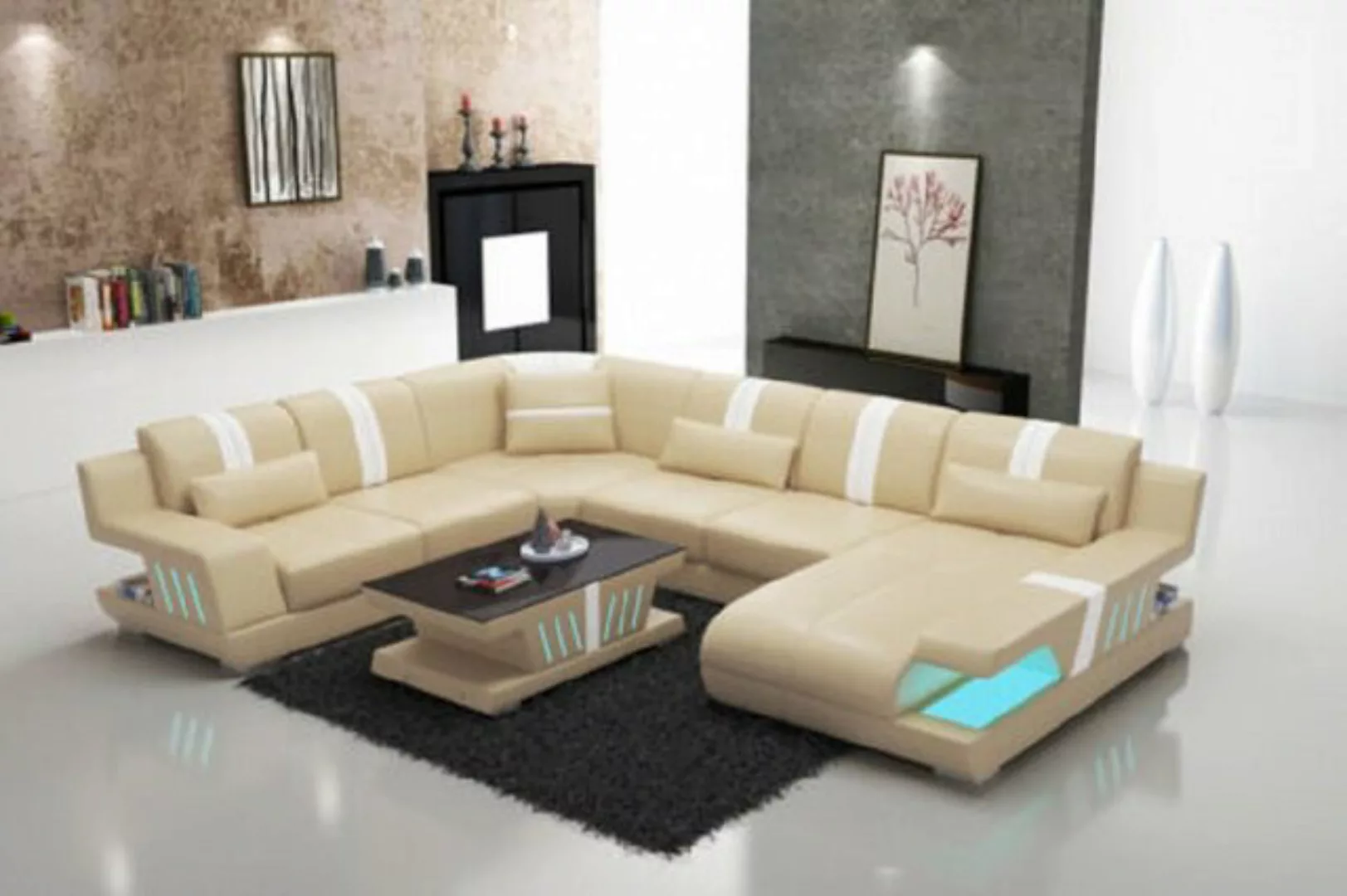 JVmoebel Ecksofa Sofa UForm Ledersofa Couch Wohnlandschaft Design Modern So günstig online kaufen