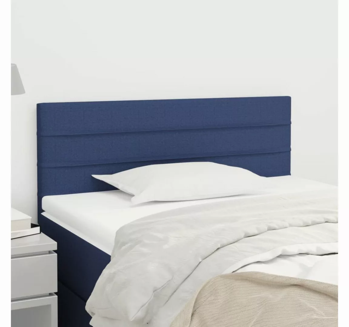 vidaXL Bett, Kopfteil Blau 100x5x78/88 cm Stoff günstig online kaufen