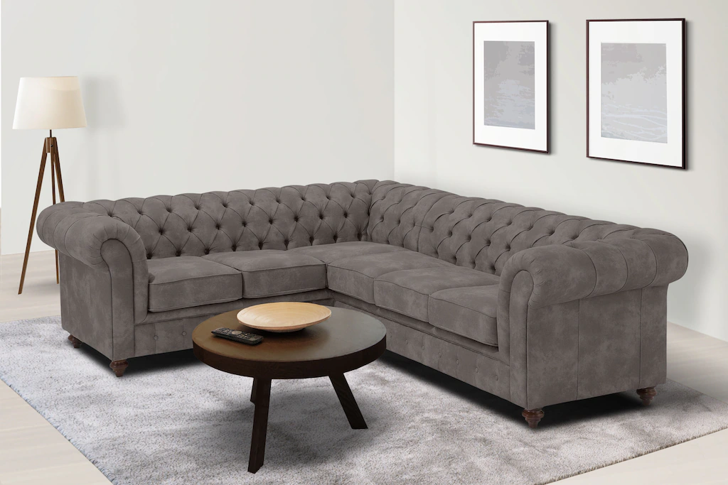Home affaire Chesterfield-Sofa "Chesterfield Ecksofa, auch in Leder L-Form" günstig online kaufen