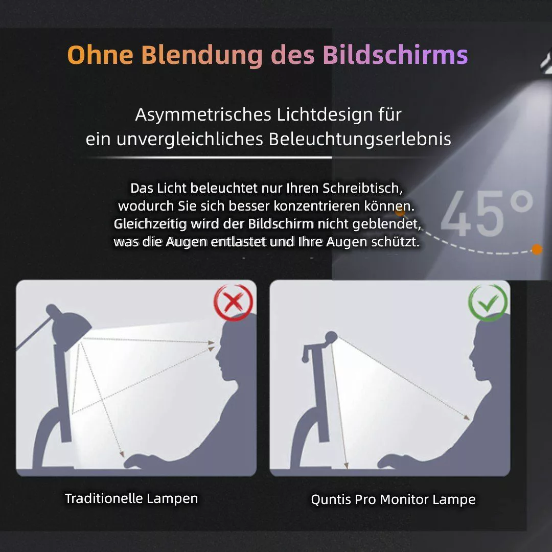 Quntis LED Schreibtischlampe 52cm PRO Bildschirmlampe günstig online kaufen