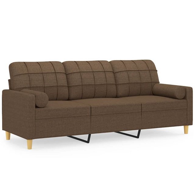 vidaXL Sofa 3-Sitzer-Sofa mit Zierkissen Braun 180 cm Stoff günstig online kaufen