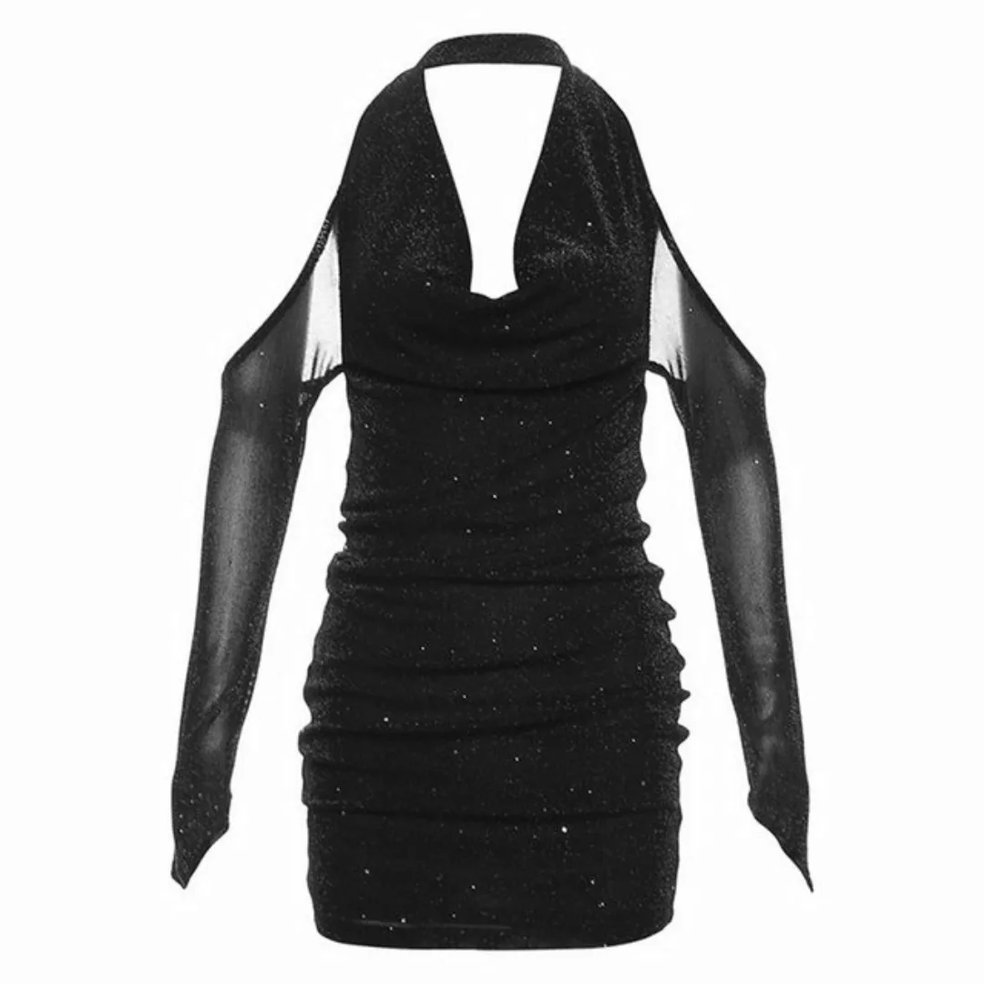 ZWY Dirndl Kurzes Damenkleid mit Neckholder und langen Ärmeln und Paillette günstig online kaufen