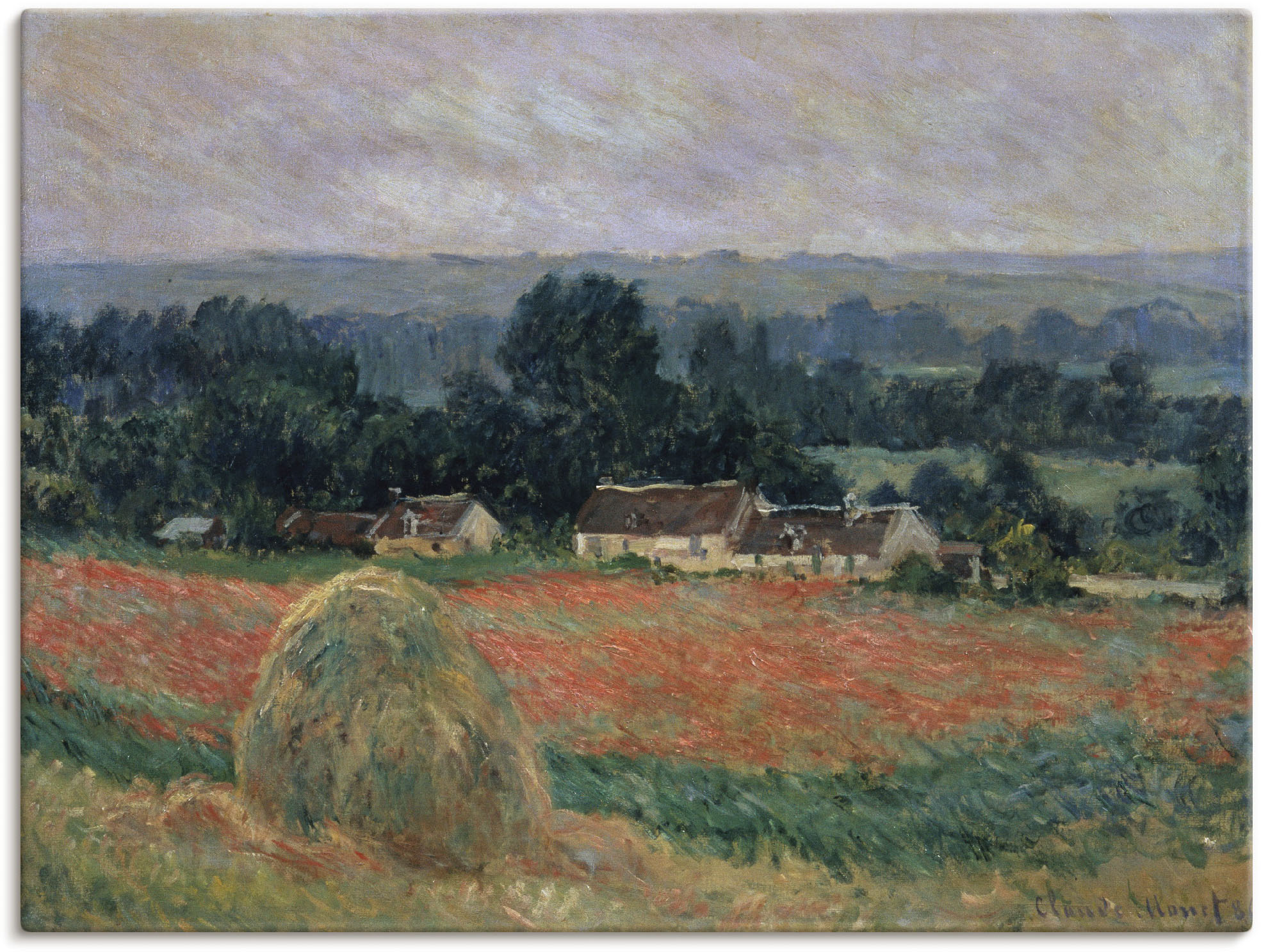 Artland Leinwandbild "Heuhaufen in Sommerlandschaft", Wiesen & Bäume, (1 St günstig online kaufen