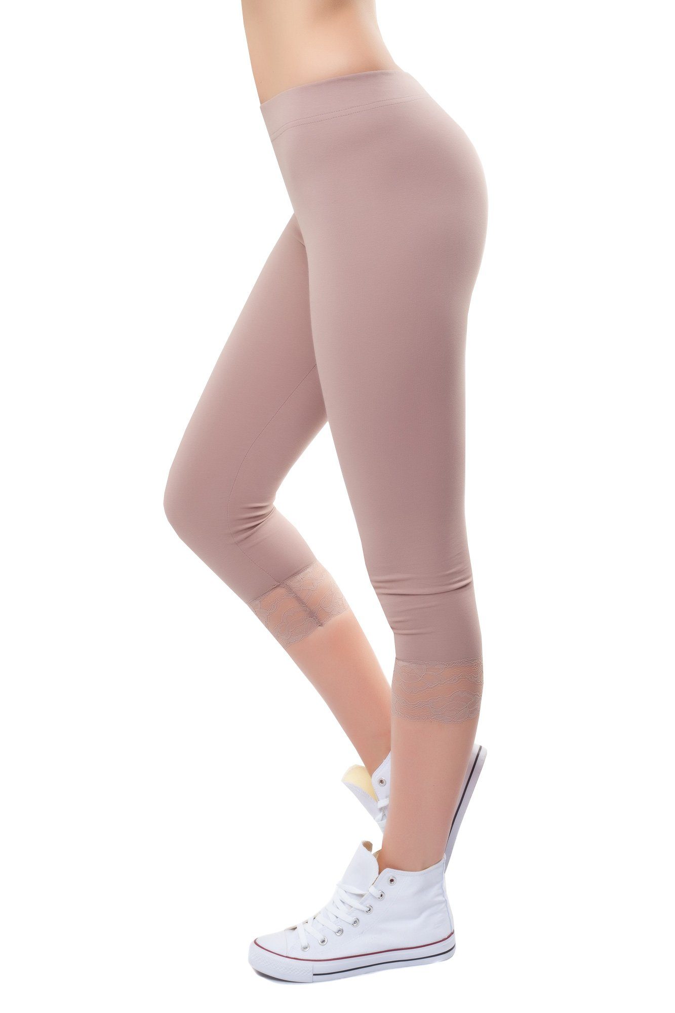 Bongual Caprileggings Leggins kurz mit Spitze günstig online kaufen