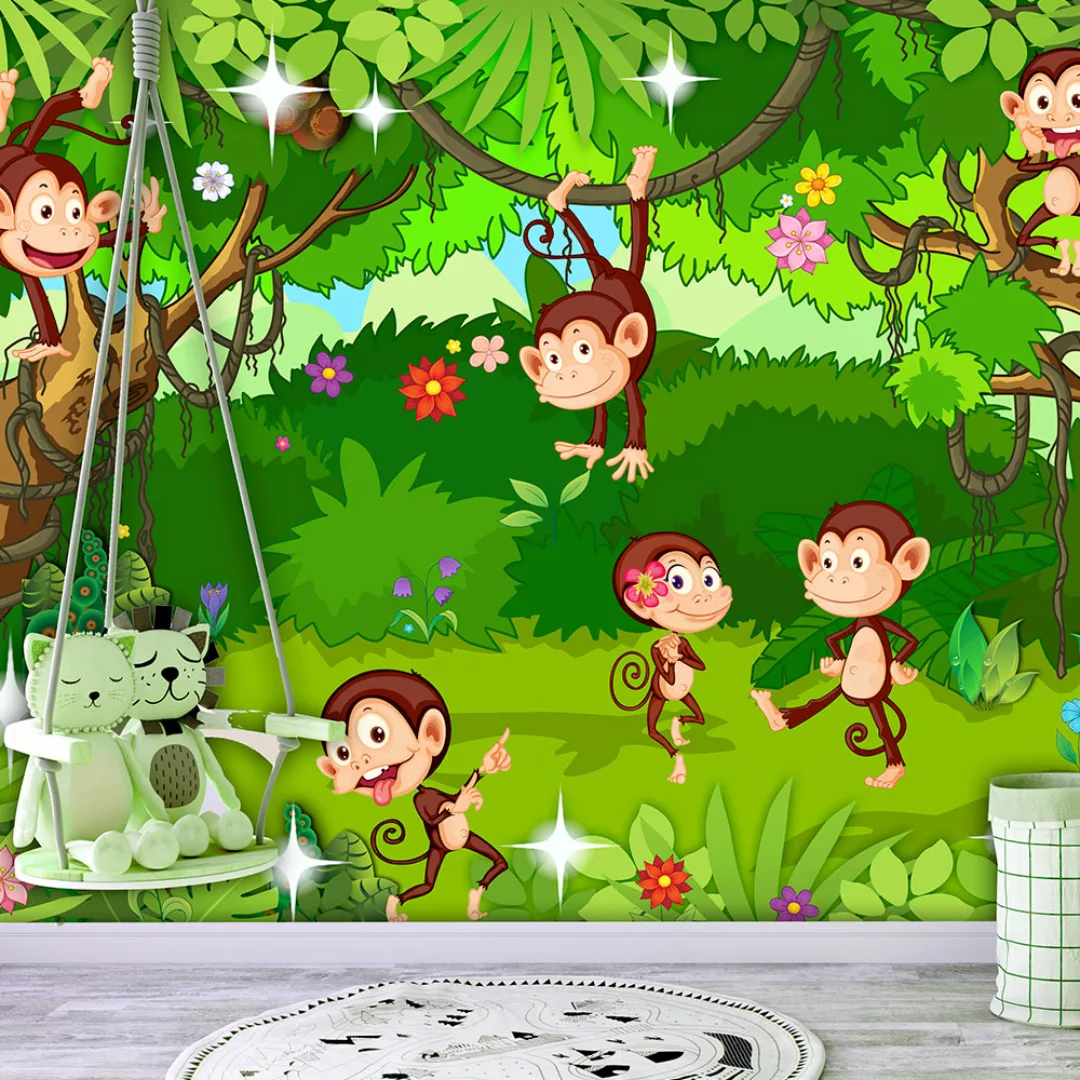 Selbstklebende Fototapete - Monkey Tricks günstig online kaufen
