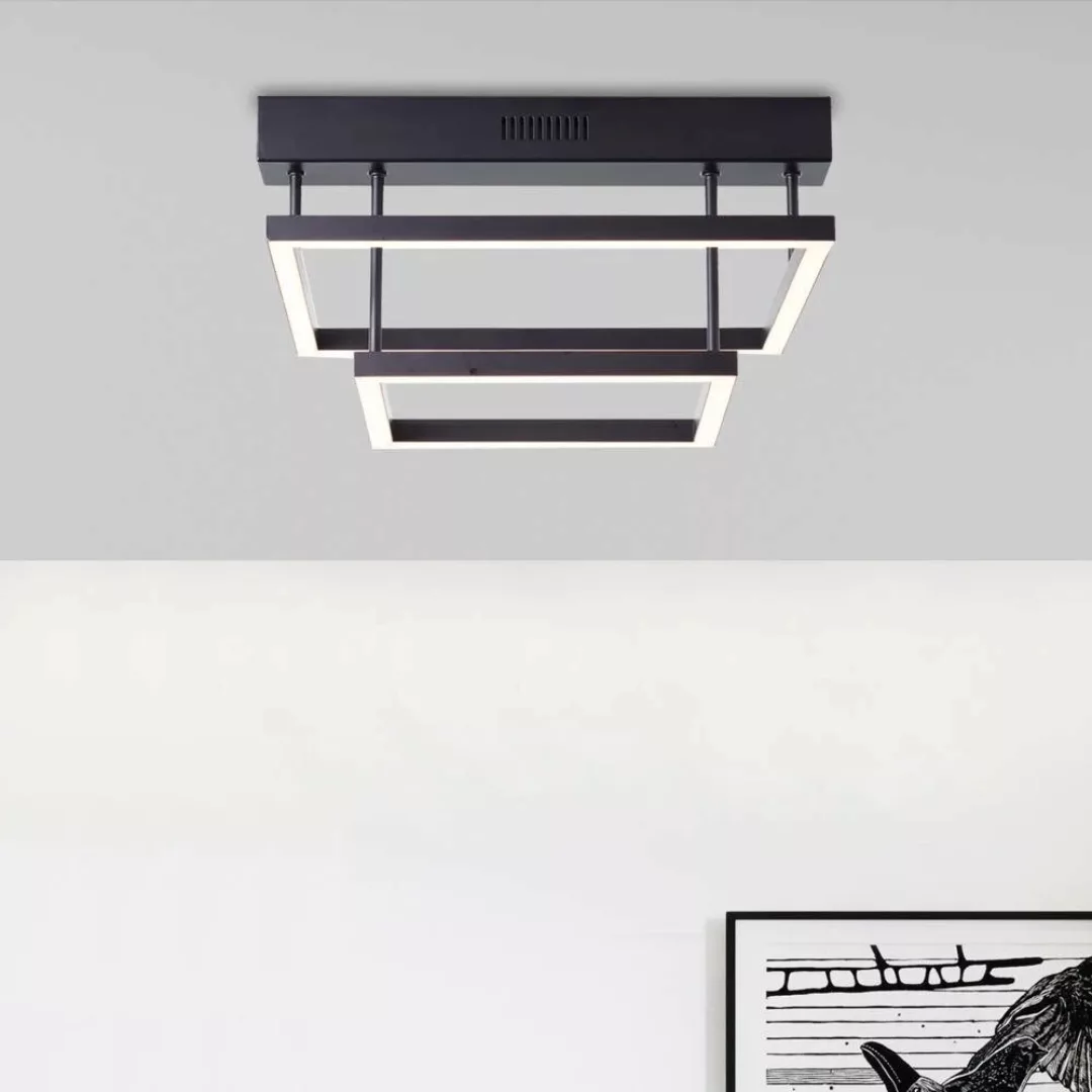 LED Deckenleuchte Ranut in Schwarz 2x 17W 3400lm günstig online kaufen