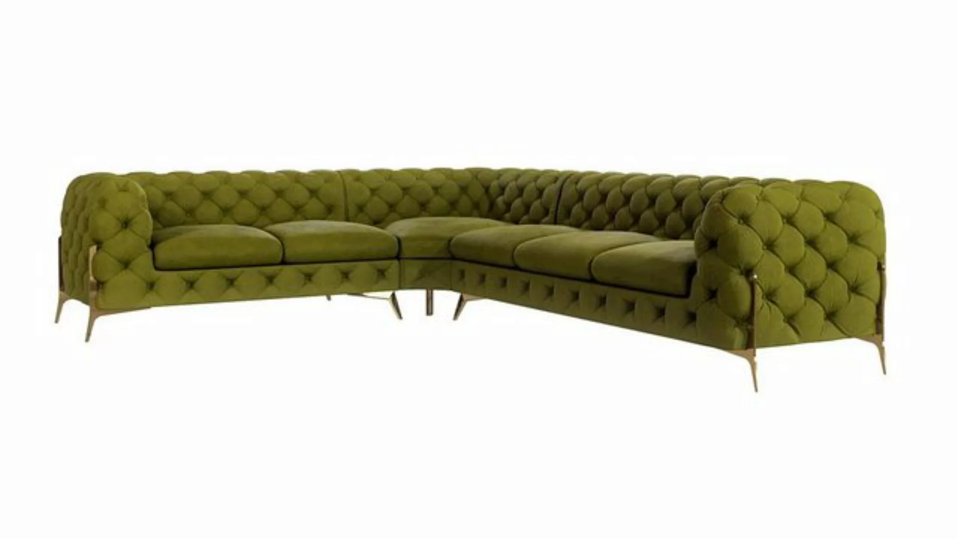 S-Style Möbel Ecksofa Chesterfield Ashley mit Goldene Metall Füßen, Die Eck günstig online kaufen