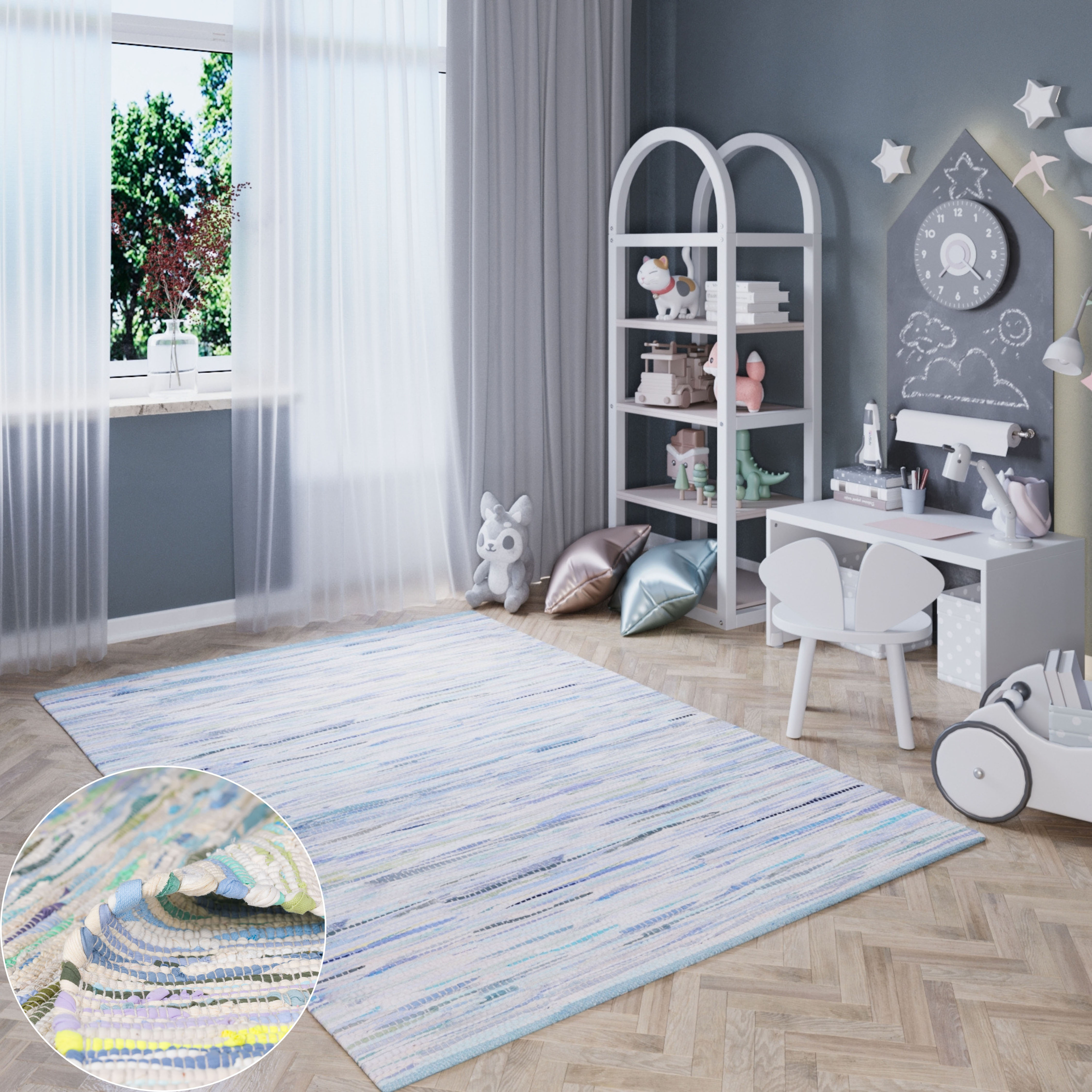 Lüttenhütt Kinderteppich »Bente«, rechteckig, Handweb Teppich, 90% Baumwoll günstig online kaufen