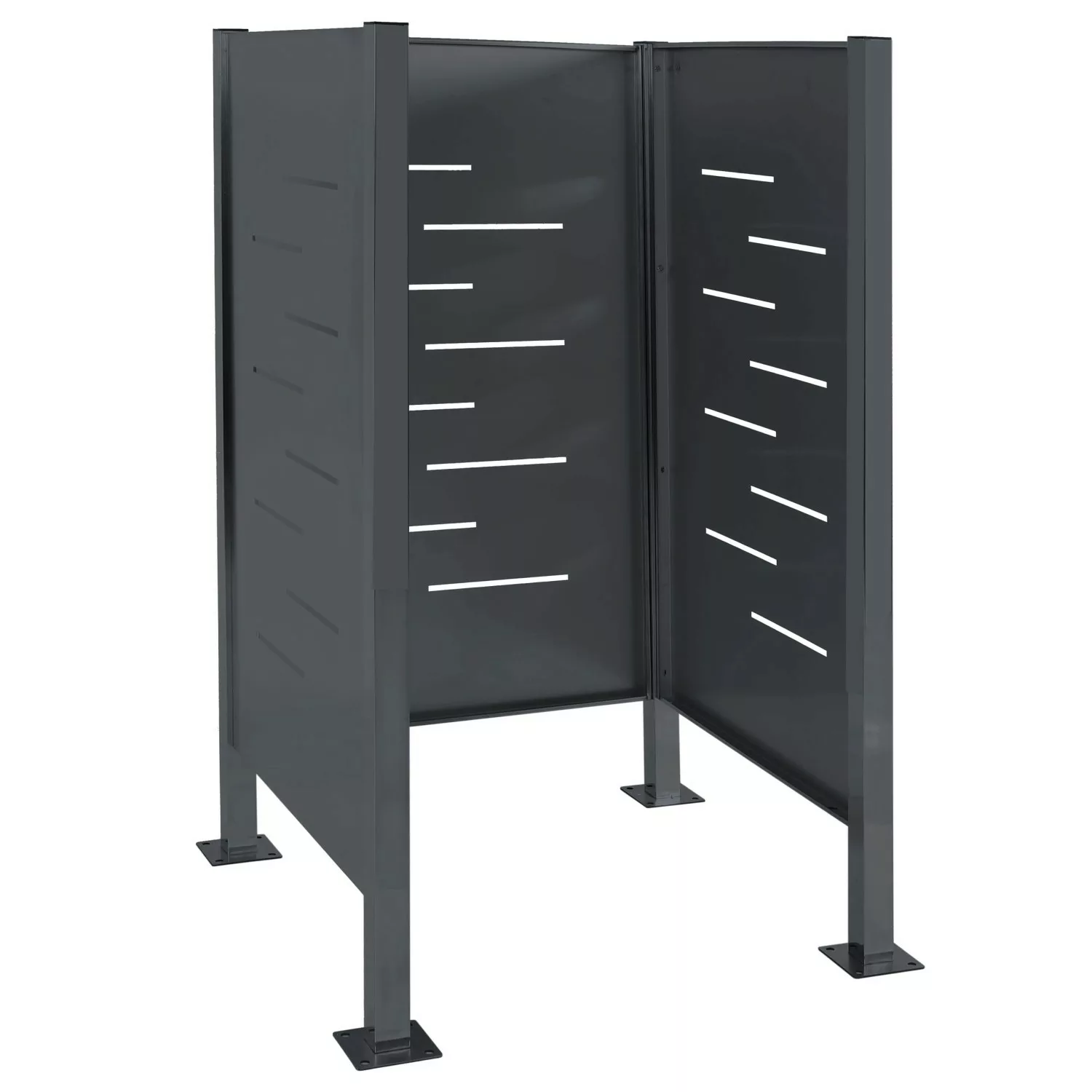 MCW Mülltonnen-Zaun J55 Metall Anthrazit 150x85x85cm Grau günstig online kaufen