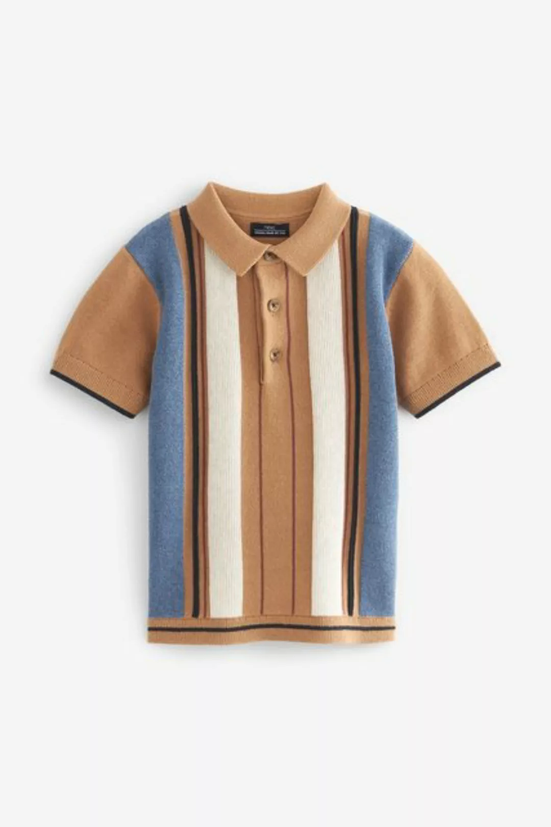 Next Poloshirt Kurzärmeliges, quergemustertes Strickpoloshirt (1-tlg) günstig online kaufen