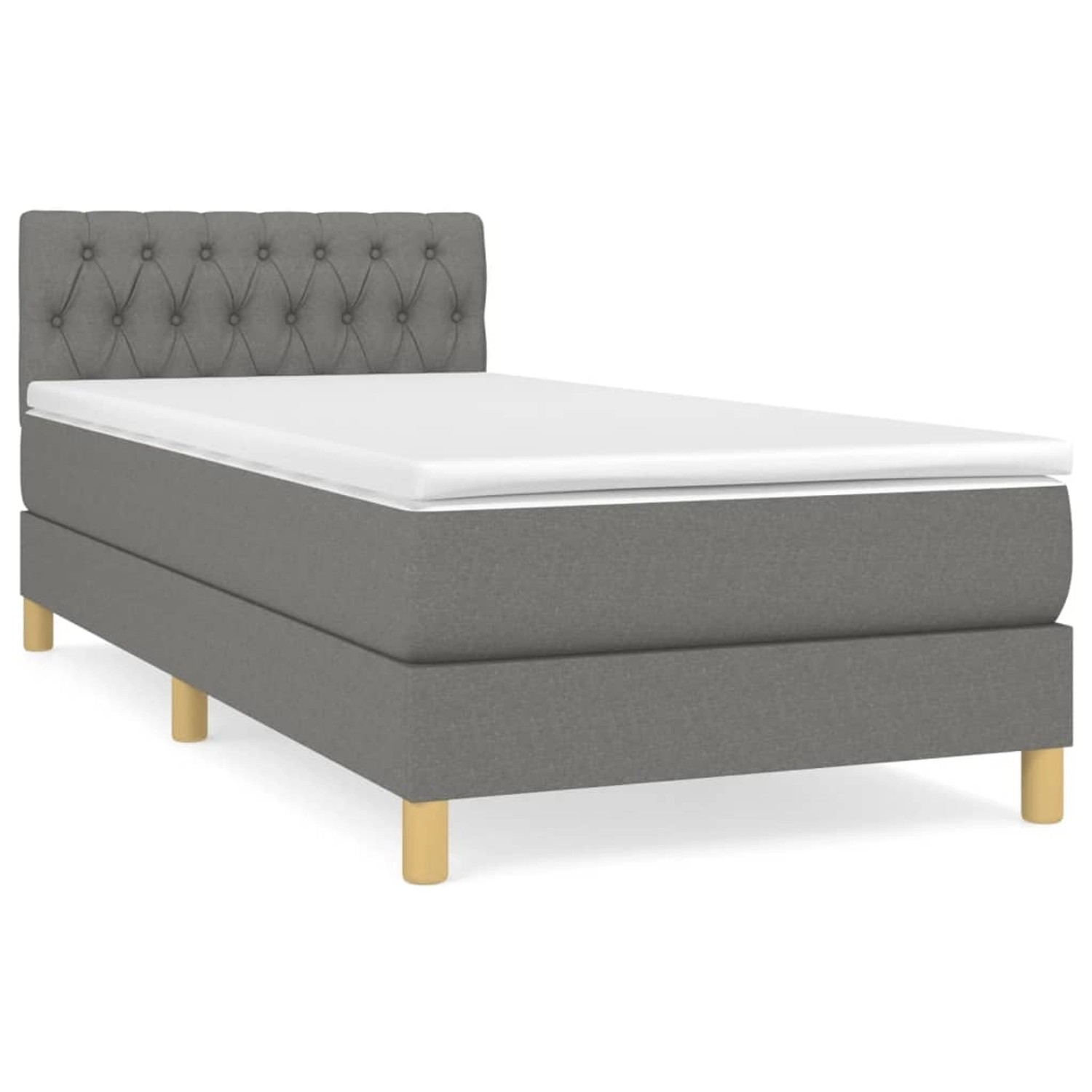 vidaXL Boxspringbett Boxspringbett mit Matratze Dunkelgrau 100x200 cm Stoff günstig online kaufen