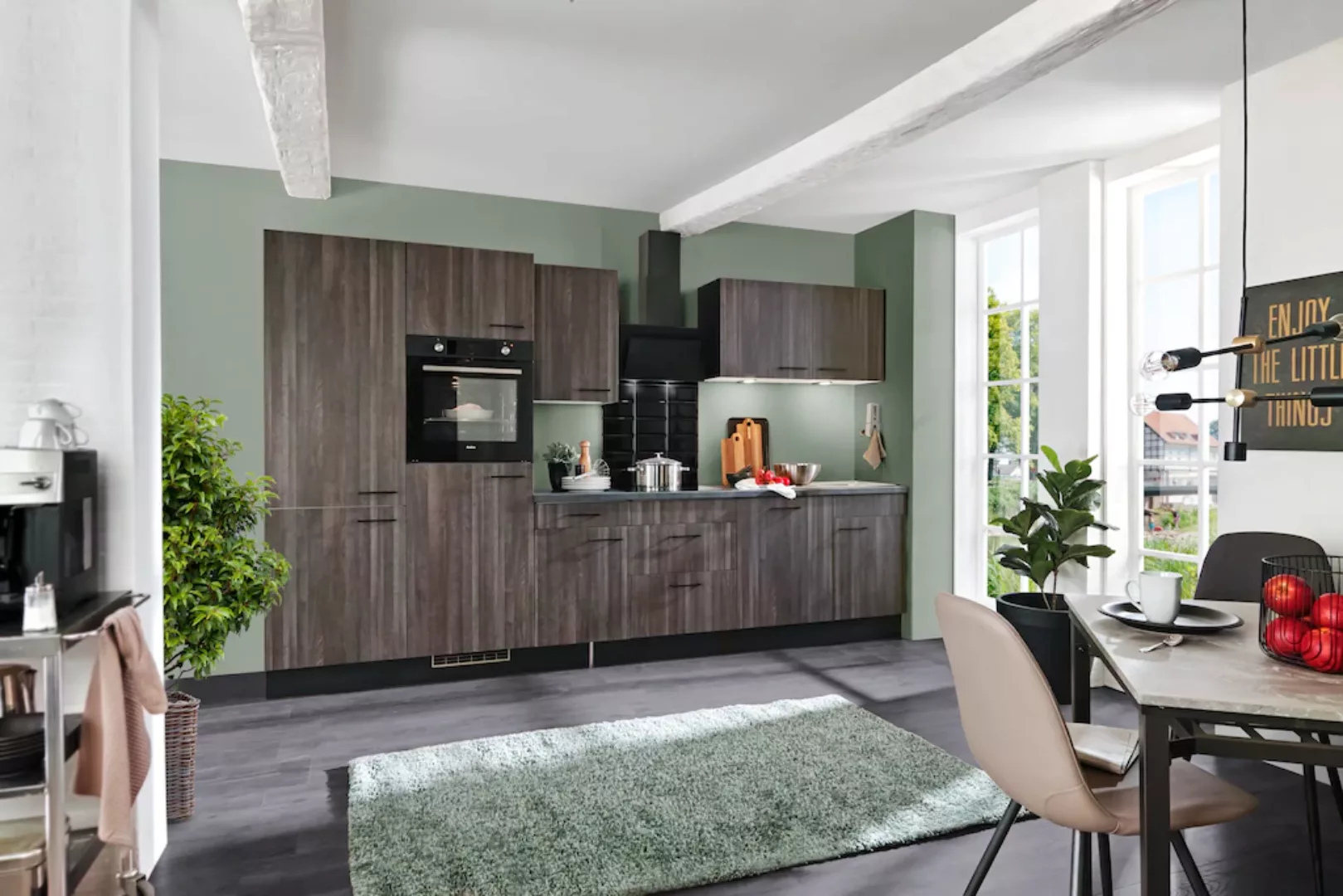 wiho Küchen Küche »Nisos«, Soft-Close, 340 cm, Backofen matt schwarz, Teles günstig online kaufen