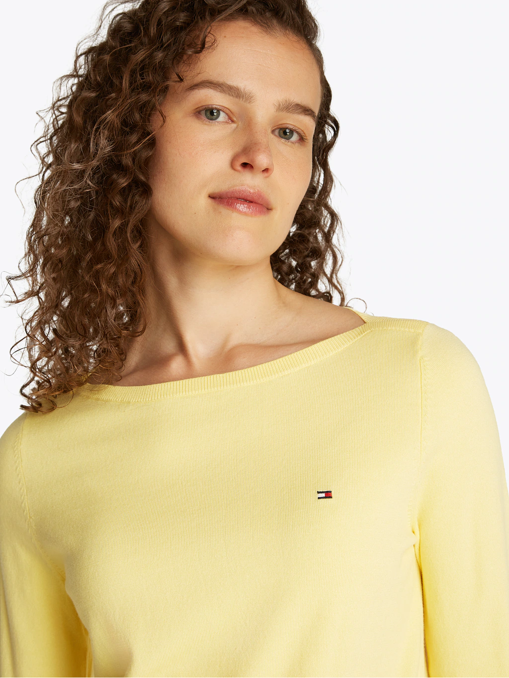 Tommy Hilfiger Strickpullover CO JERSEY STITCH BOAT-NK SWEATER mit Tommy Hi günstig online kaufen