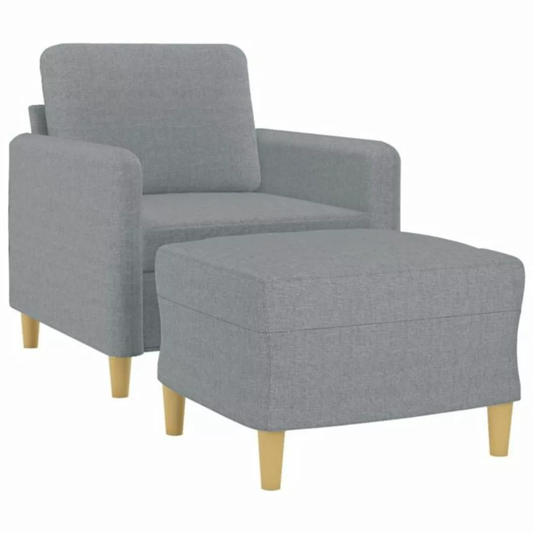 vidaXL Sofa Sessel mit Hocker Hellgrau 60 cm Stoff günstig online kaufen