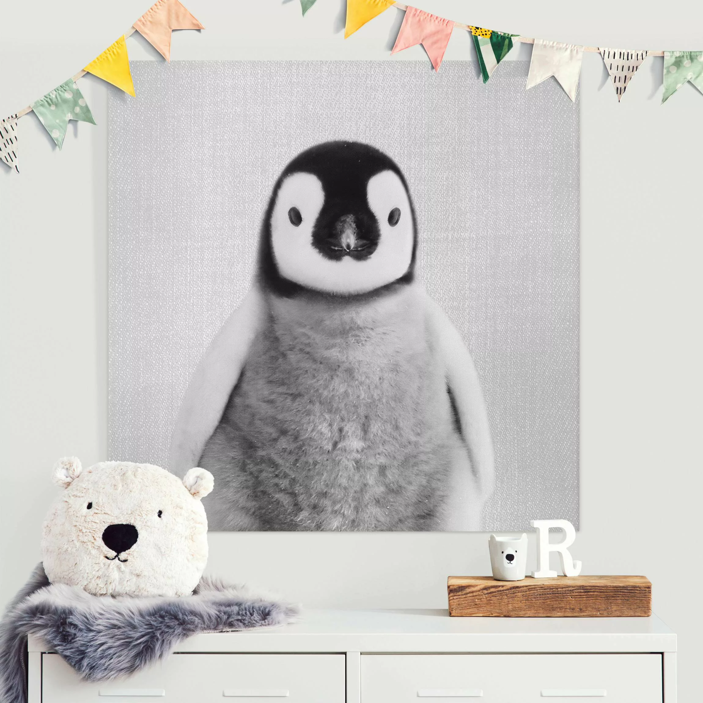 Leinwandbild Baby Pinguin Pepe Schwarz Weiß günstig online kaufen
