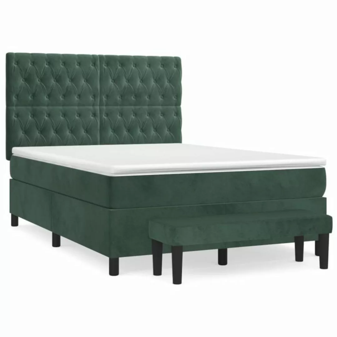 vidaXL Boxspringbett Boxspringbett mit Matratze und Fusshocker Samt (140 x günstig online kaufen