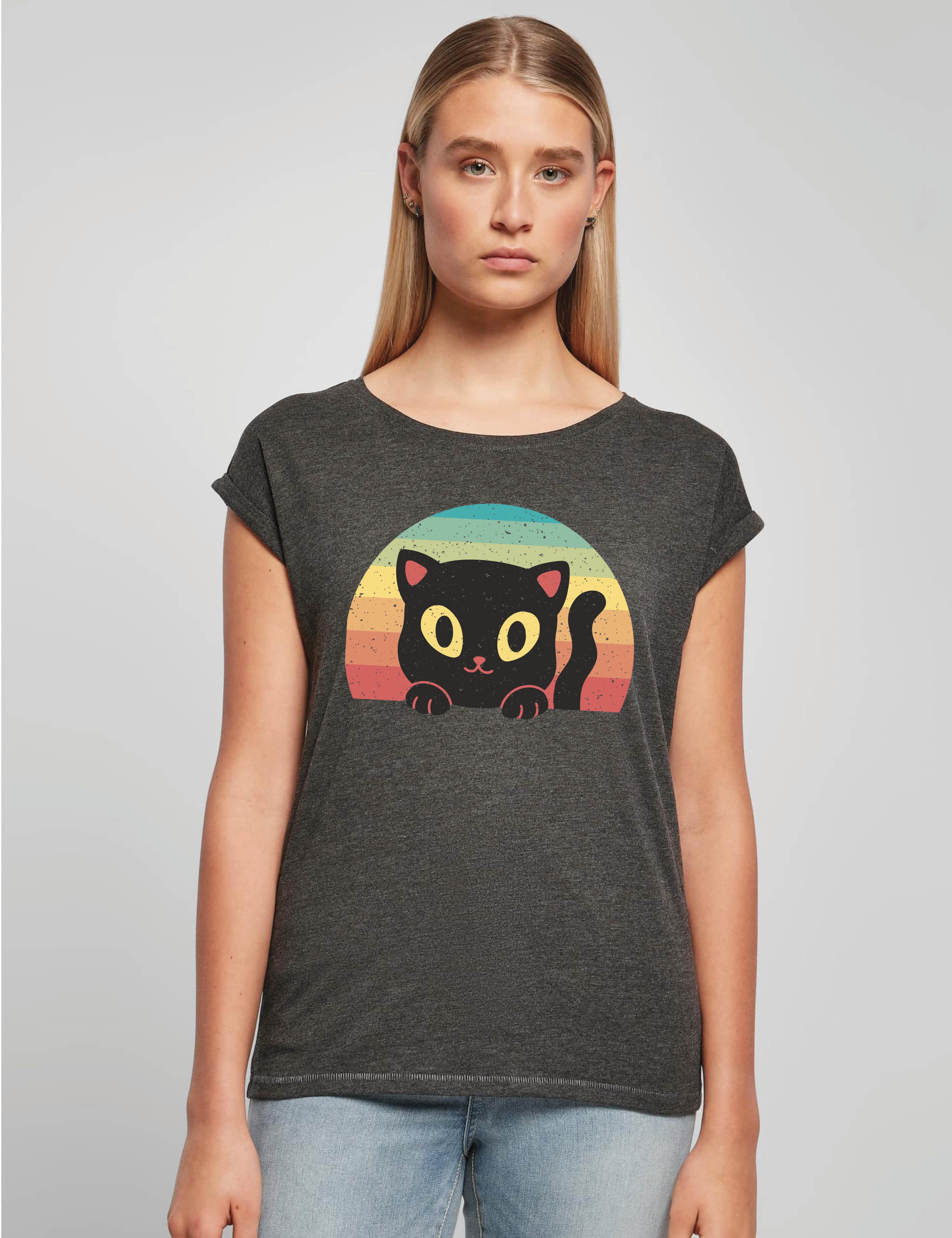 Youth Designz Print-Shirt "Retro Black Cat" günstig online kaufen
